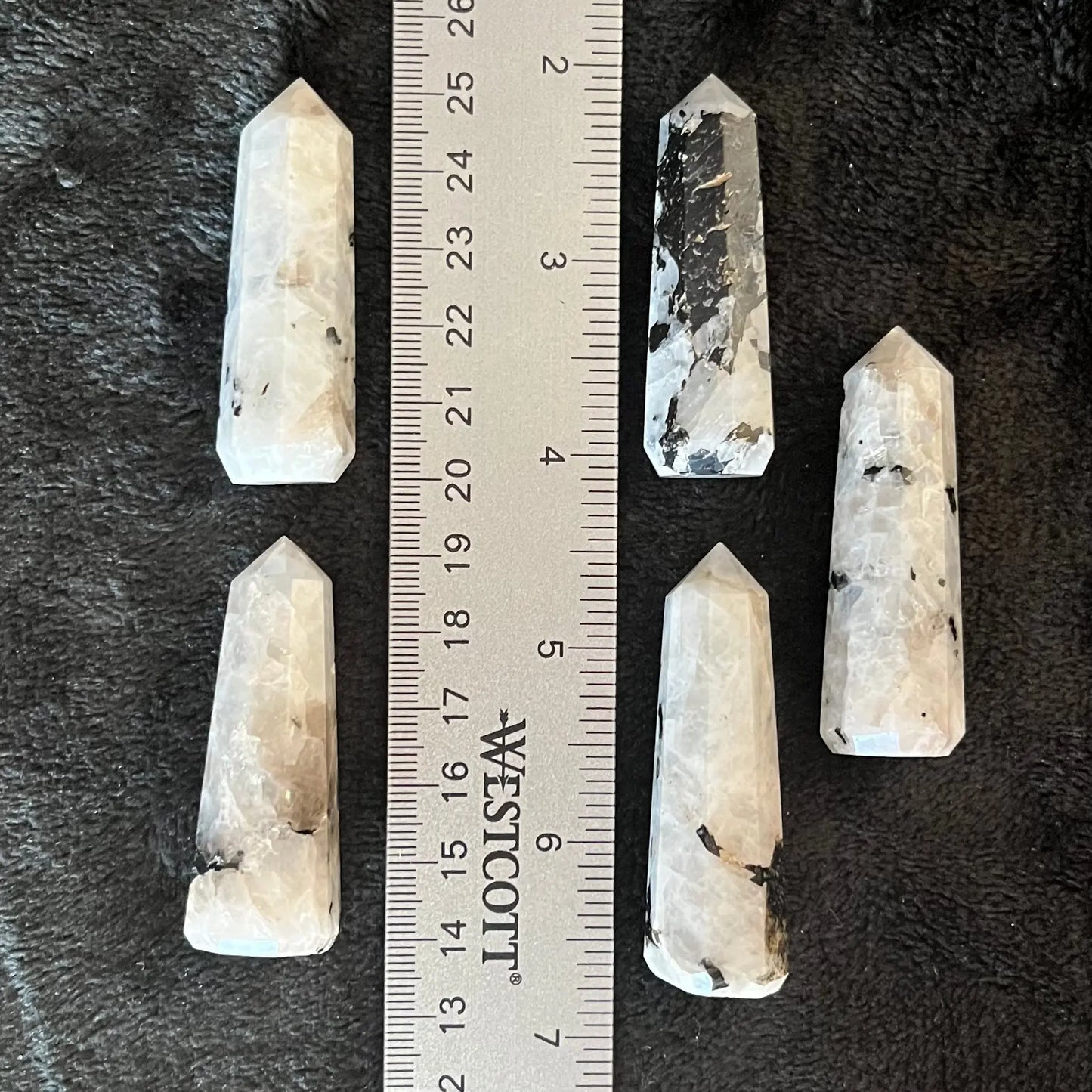 Rainbow Moonstone Obelisk, Package of 5 (Approx. 1 3/4”-2 1/4”) WO-0053 - Shop Wholesale Crystals