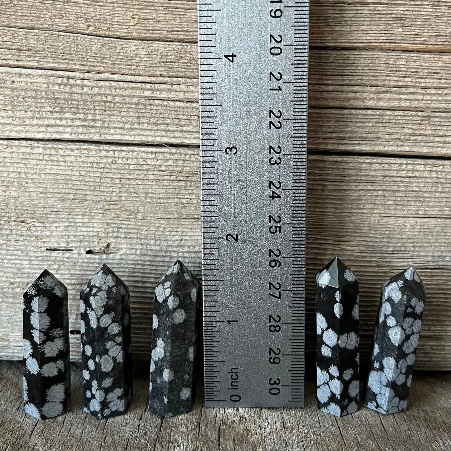 Snowflake Obsidian Small Obelisk, Package of 5 (Approx. 1 3/4”) WO-0023 - Shop Wholesale Crystals