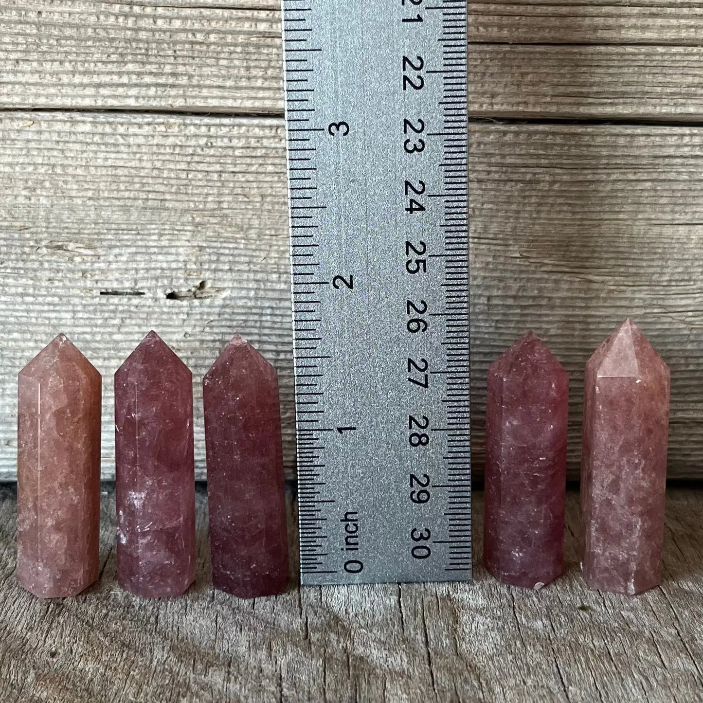 Strawberry Quartz Small Obelisk, Package of 5 (Approx. 1 3/4”) WO-0016 - Shop Wholesale Crystals