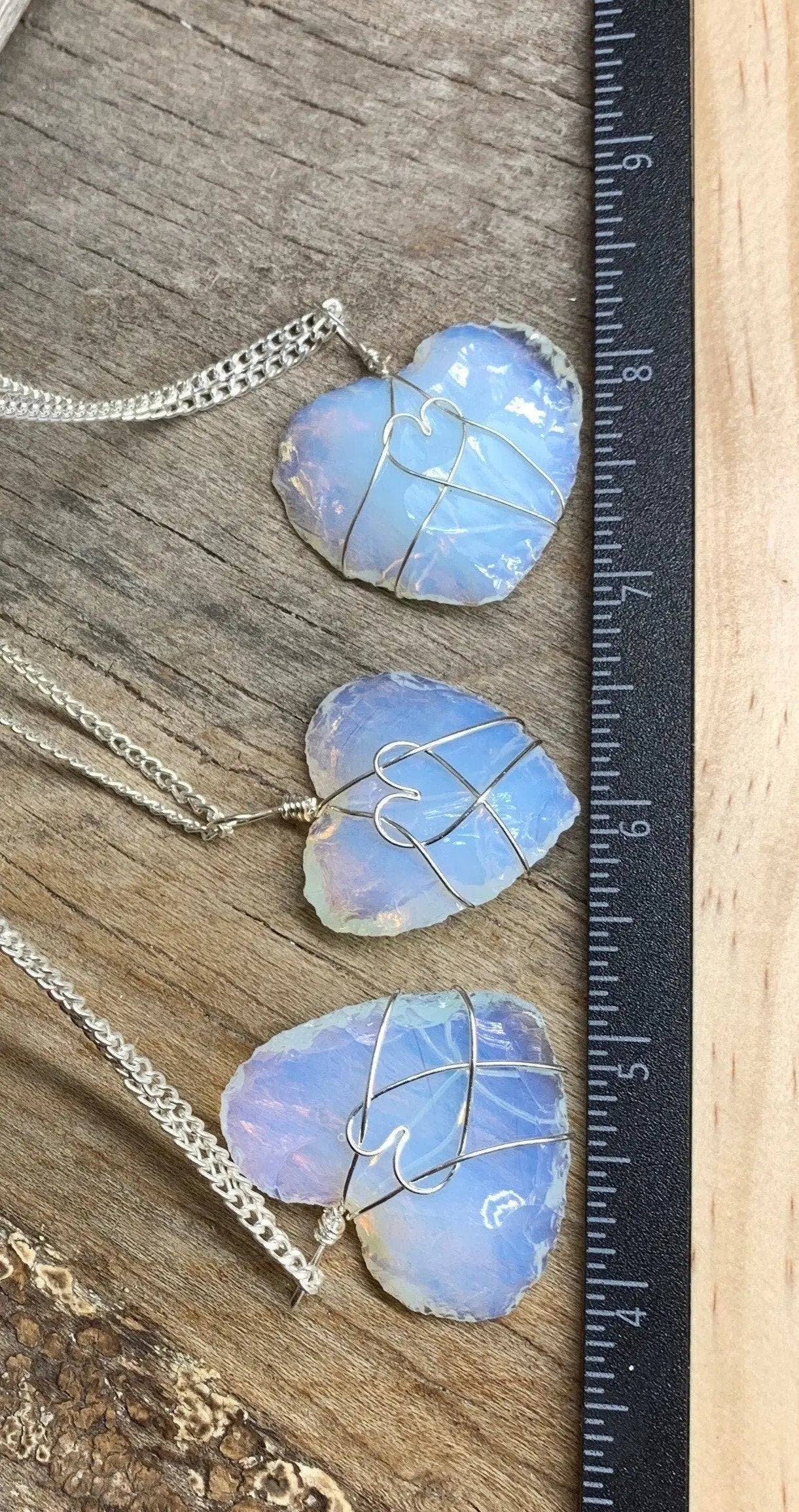 Opalite Wire Wrapped Necklace 1200 Heart, Hand-made Shop Wholesale Crystals