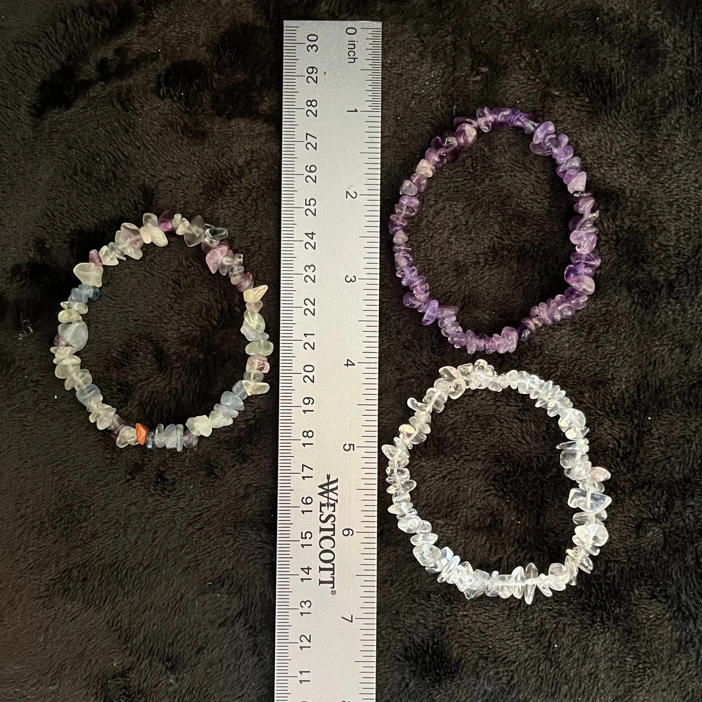 Consciousness 3-Piece Bracelet Set, Amethyst, Fluorite and Quartz 1213 Shop Wholesale Crystals