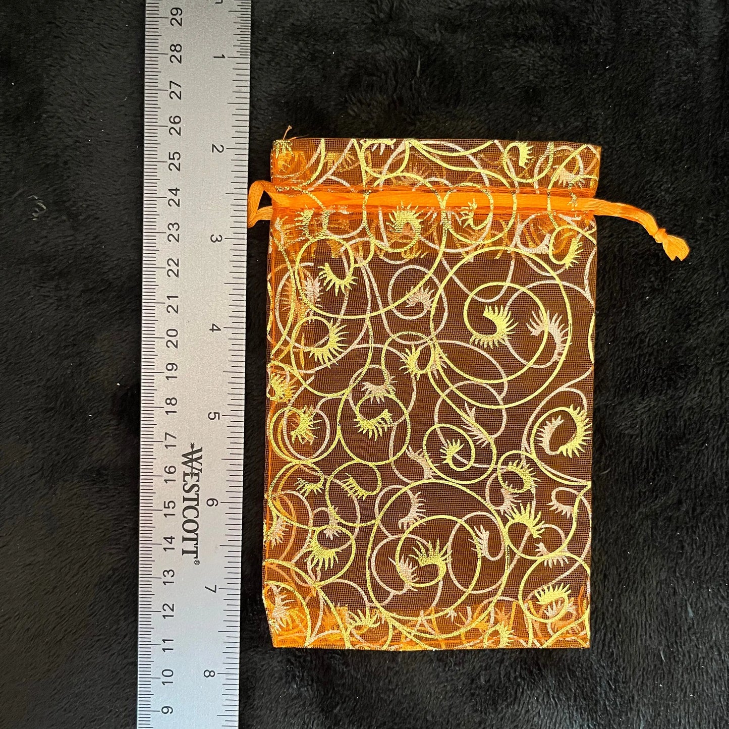 Orange Metallic Swirl Organza Bag (Approx. 4” X 6”) BAG-0181 Shop Wholesale Crystals
