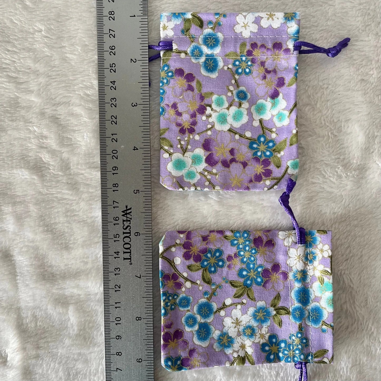 Purple Floral Drawstring Bag (Approx. 2 1/2” X 3 1/2") BAG-0207 Shop Wholesale Crystals