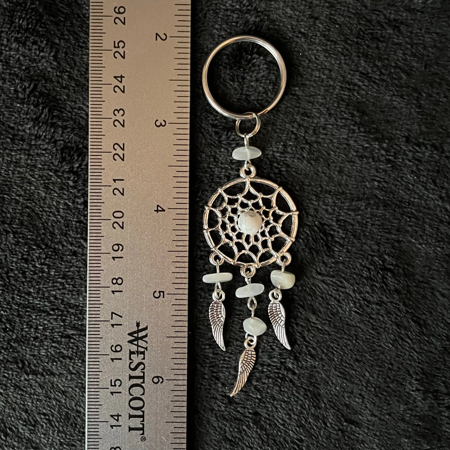 Dream Catcher Keychain with Howlite and Moonstone BIN-0412 Shop Wholesale Crystals
