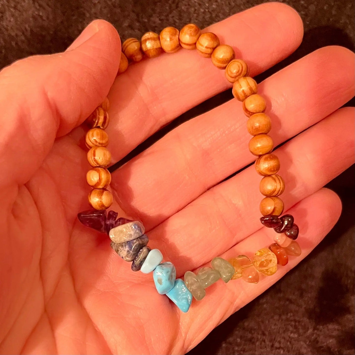 Chakra Stone wood Bracelet BRC-0046 Shop Wholesale Crystals