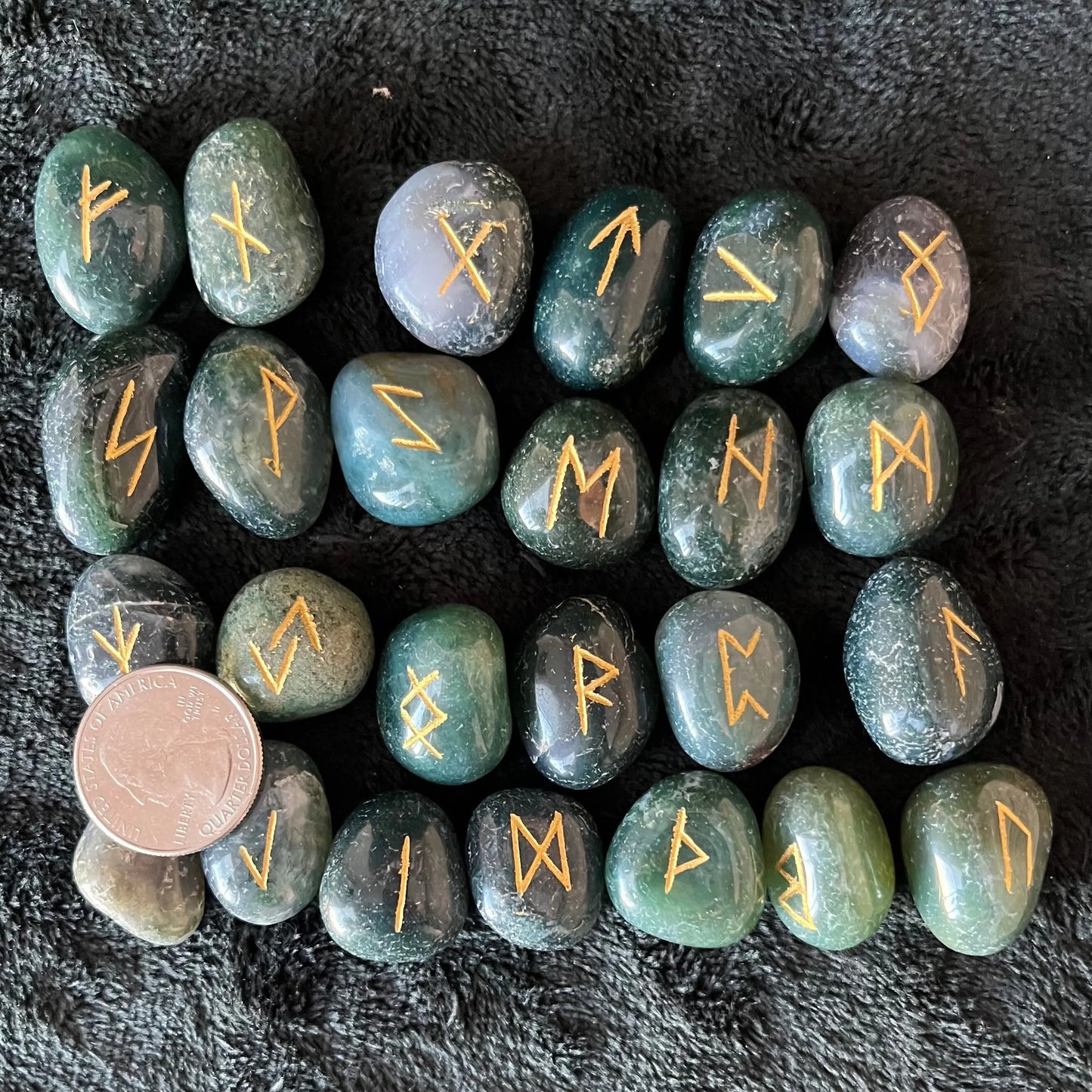 Moss Agate 25 Piece Rune Set KIT-0042 Shop Wholesale Crystals