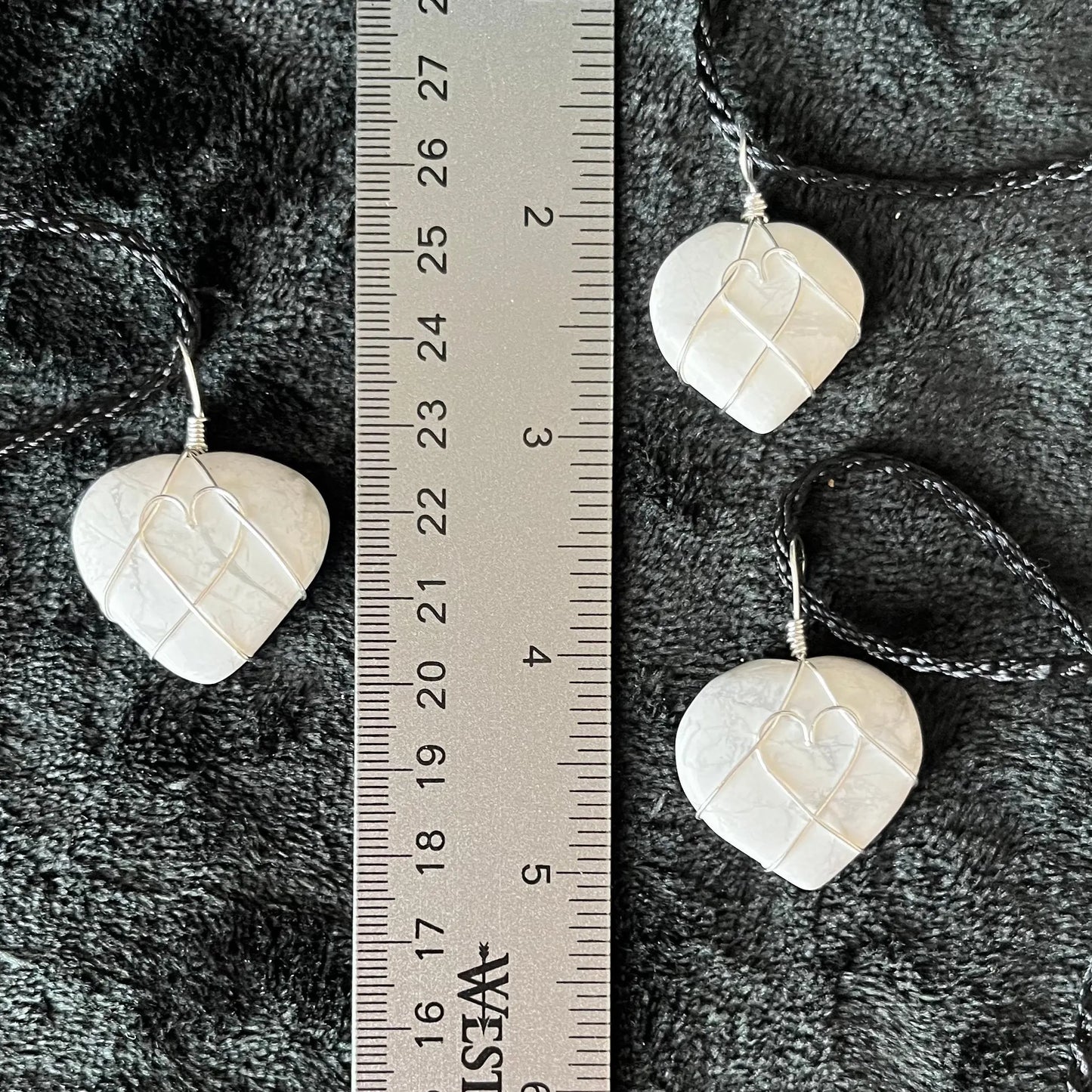 White Howlite Heart Wire Wrapped Necklace, Silver Tone NCK-2932 Shop Wholesale Crystals
