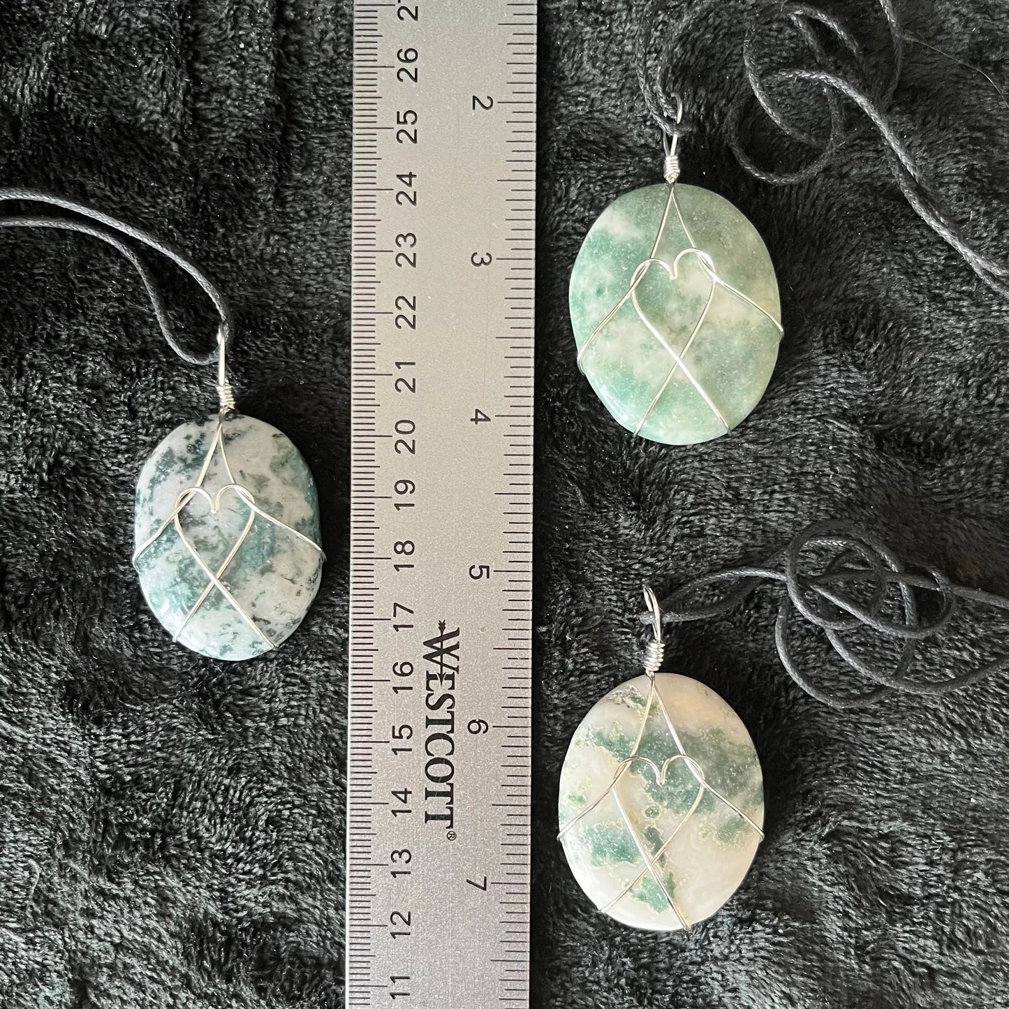 Tree Agate Worry Stone Wire Wrapped Necklace, with Heart NCK-2973 Shop Wholesale Crystals