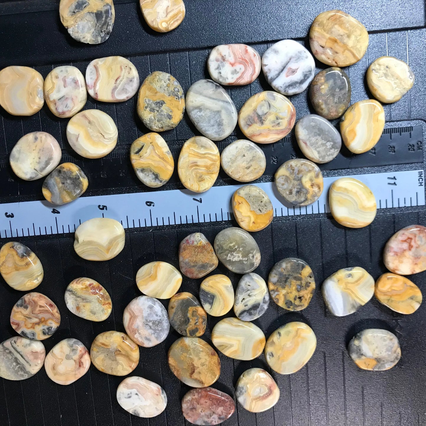 Yellow Crazy Lace Agate Tumbled Polished disk Tab (Approx. 3/4" - 1") Polished Stone for Crystal Grid, Wire Wrapping or Craft Supply BIN-0676 Shop Wholesale Crystals