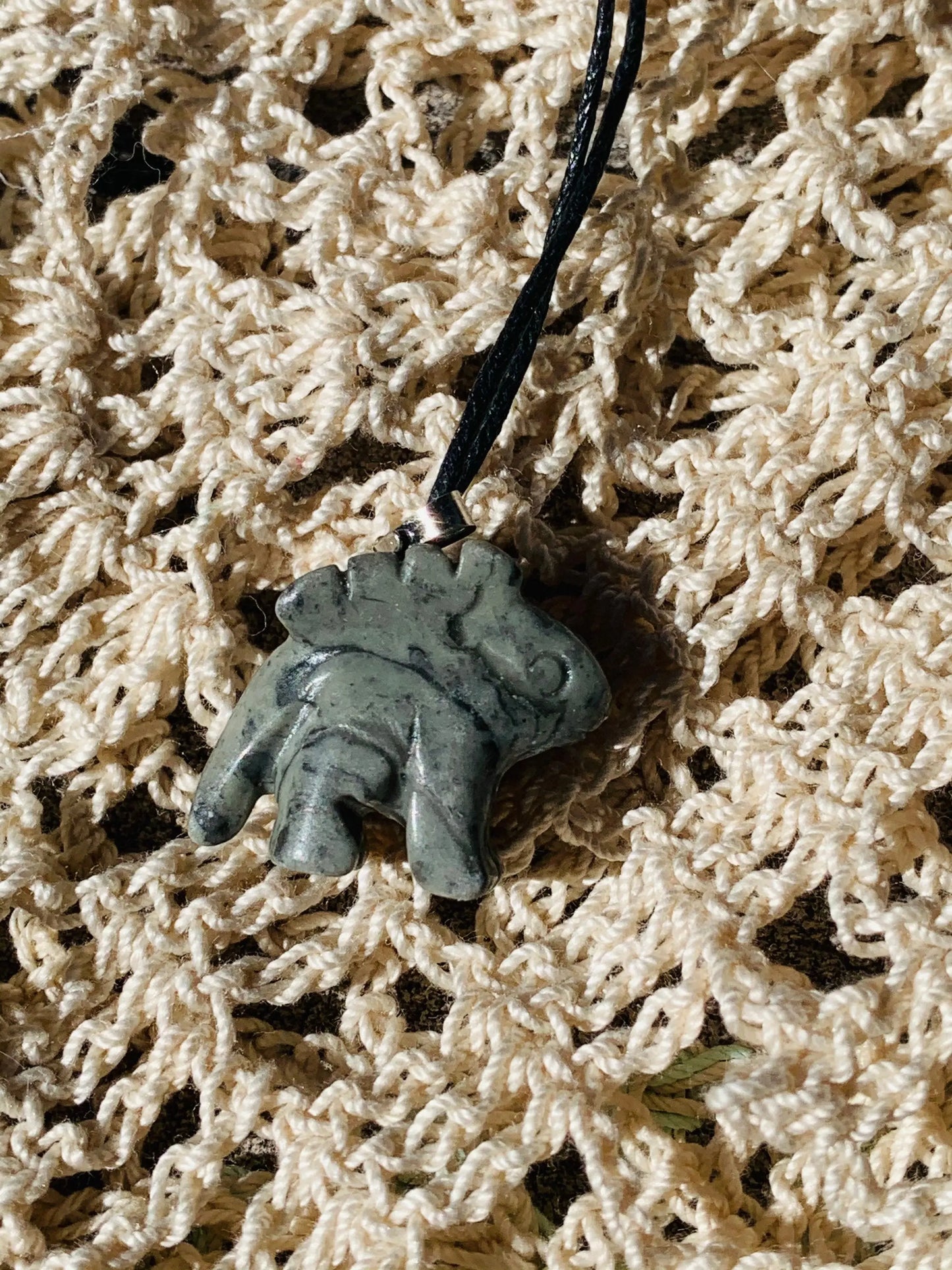 Jasper Dinosaur Necklace. Grey, Cute, Calming, Grounding NCK-0015 Shop Wholesale Crystals
