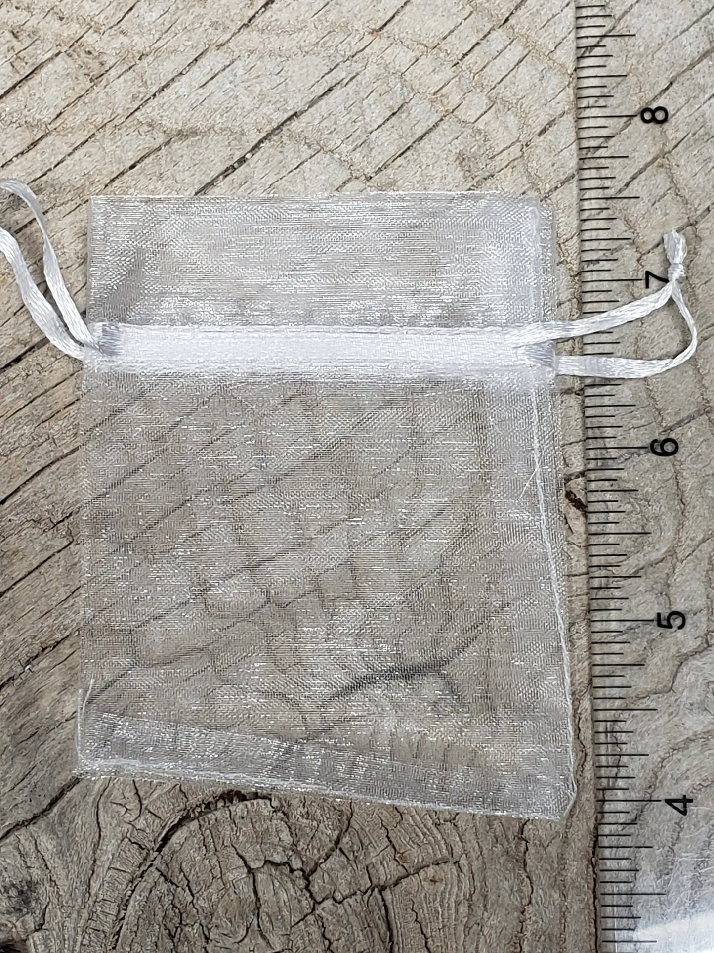 White Organza Drawstring Bag, sheer white, DIY, Beautiful, Crystal Collecting (Approx. 2.8" x 3.6") BAG-0017 - Shop Wholesale Crystals
