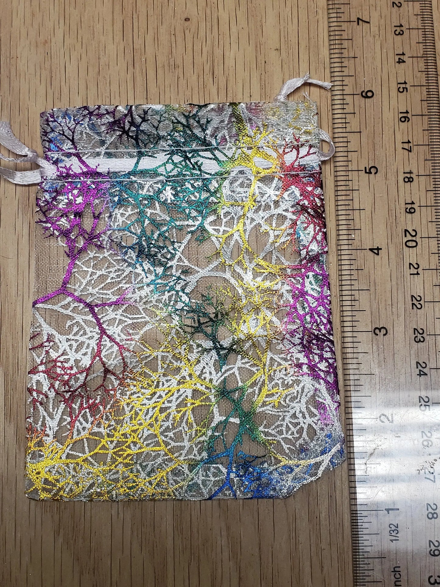 Rainbow Tree Organza Drawstring Bag, White, DIY, Beautiful, Crystal Collecting (Approx. 5.5" x 3.9") BAG-0014 Shop Wholesale Crystals