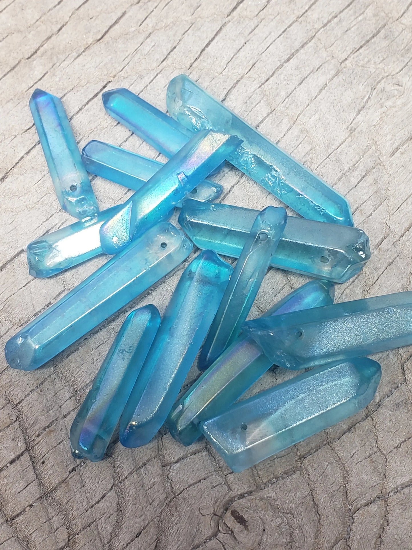 Blue Aura Quartz, Bead for grid making and jewelry making (Approx. 1 1/2" - 2" Long) 1520 Shop Wholesale Crystals