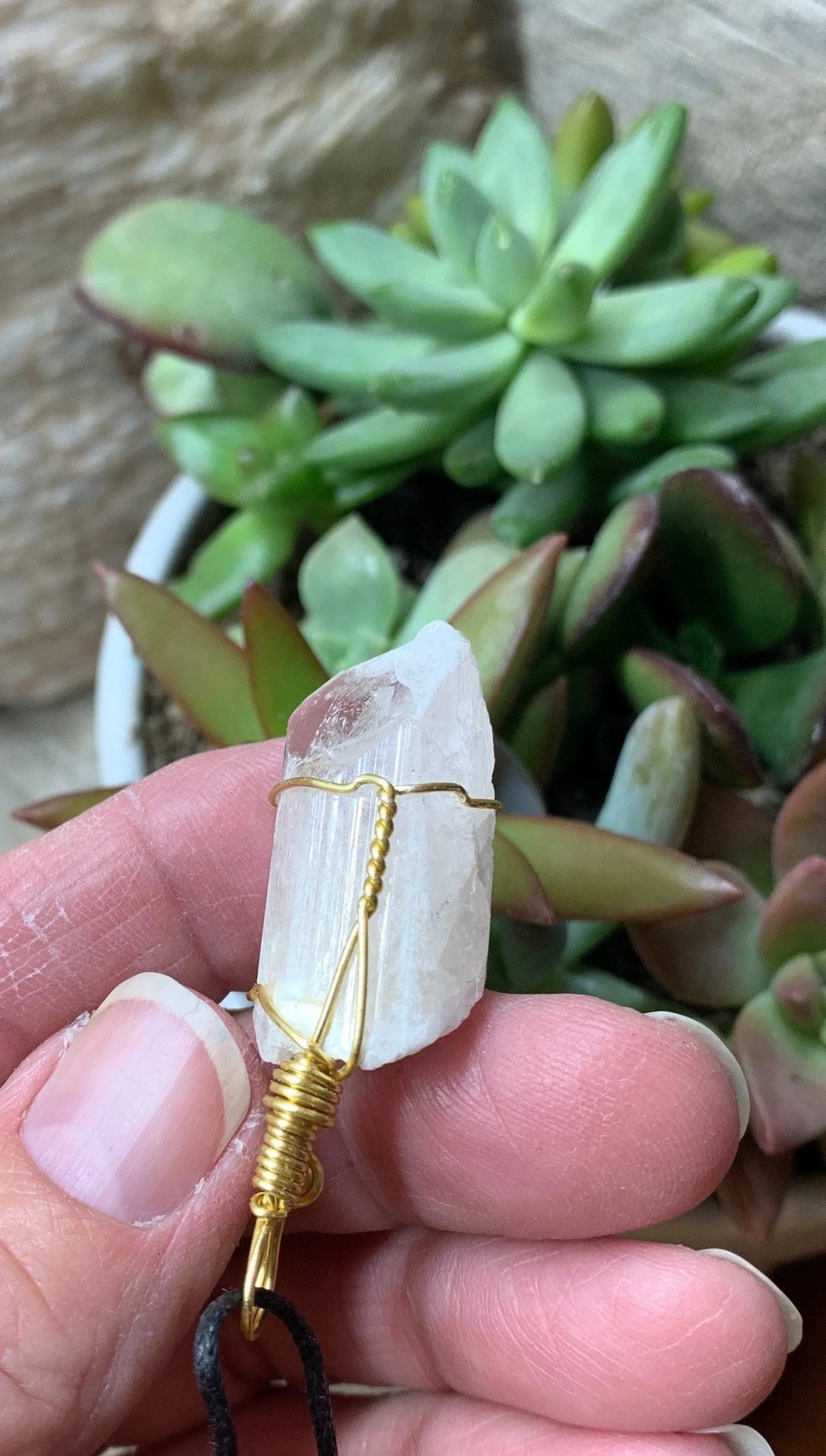 Danburite Handmade Wire Wrapped Necklace, Gold Tone Wire, Beautiful, Gift Item NCK-0593 Shop Wholesale Crystals
