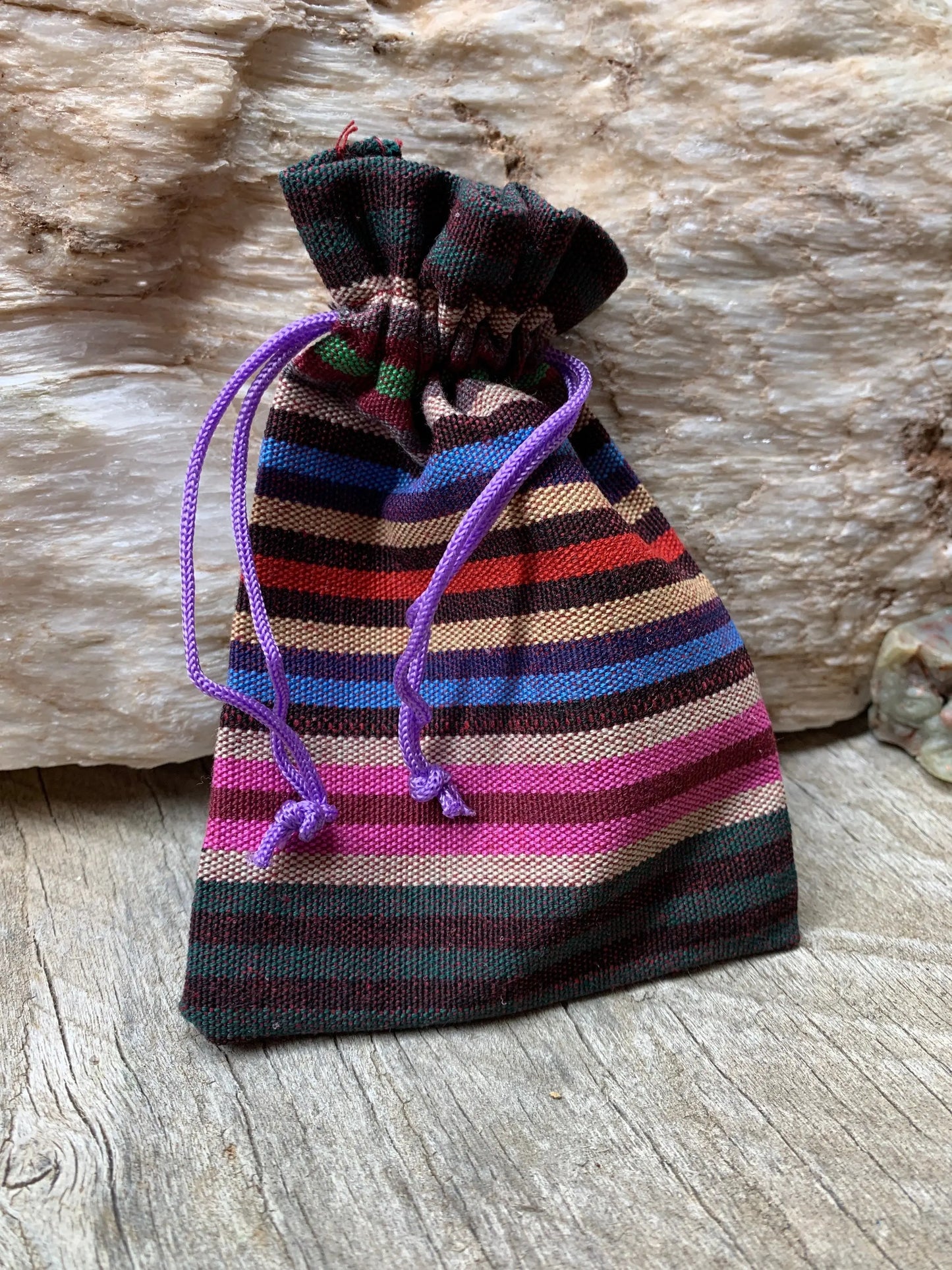 Purple String BoHo Burlap Drawstring Bag, DIY, Beautiful, Crystal Collecting (Approx. 5.5" x 3.9") BAG-0020 - Shop Wholesale Crystals