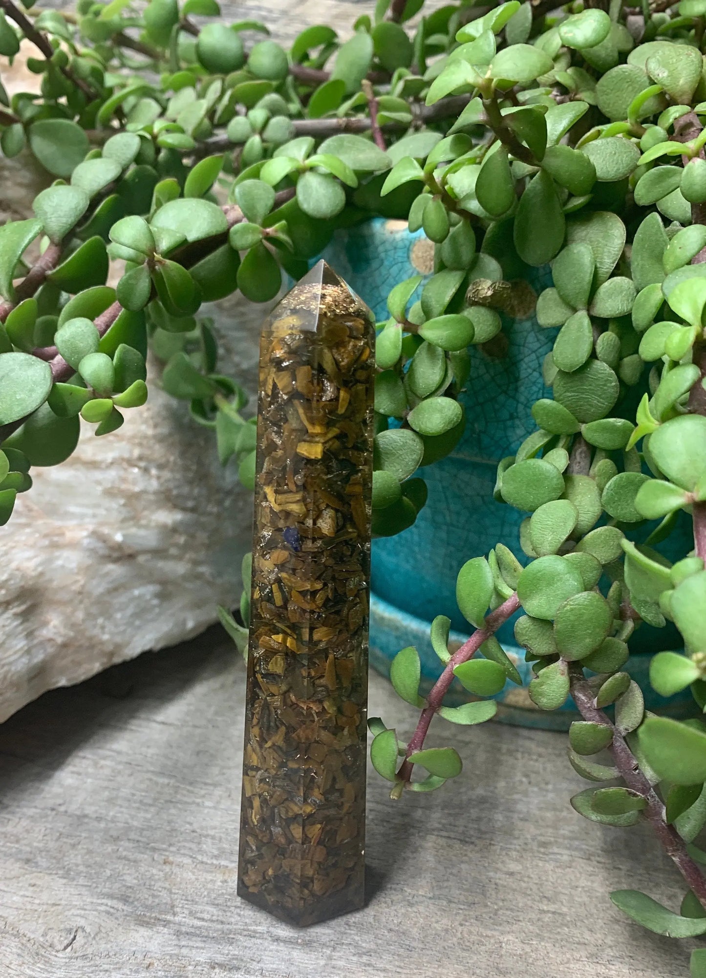 Tigers Eye Organite Obelisk OBL-0007 (Crystals Imbedded in Resin) Shop Wholesale Crystals