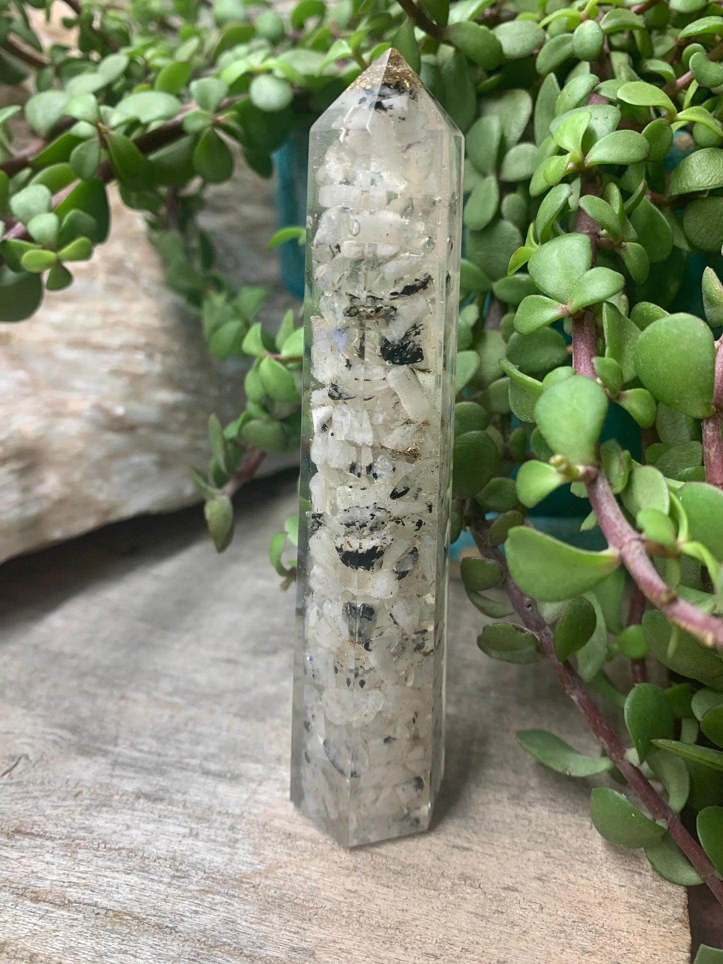 Rainbow Moonstone Orgonite Obelisk 4 3/4" Long 0859 Shop Wholesale Crystals