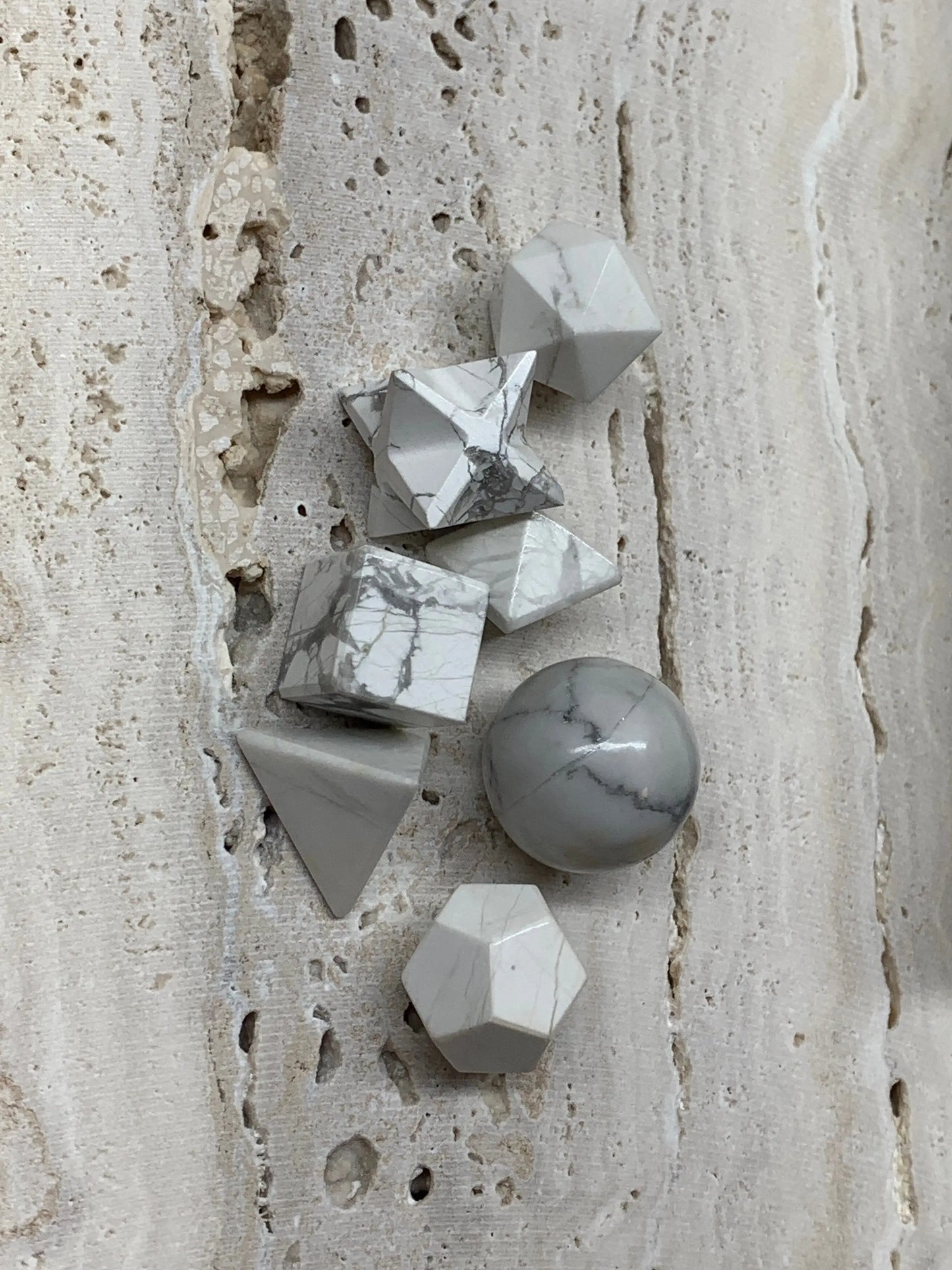 Howlite Sacred Geometry Kit, Carved Shapes E-0010 Shop Wholesale Crystals