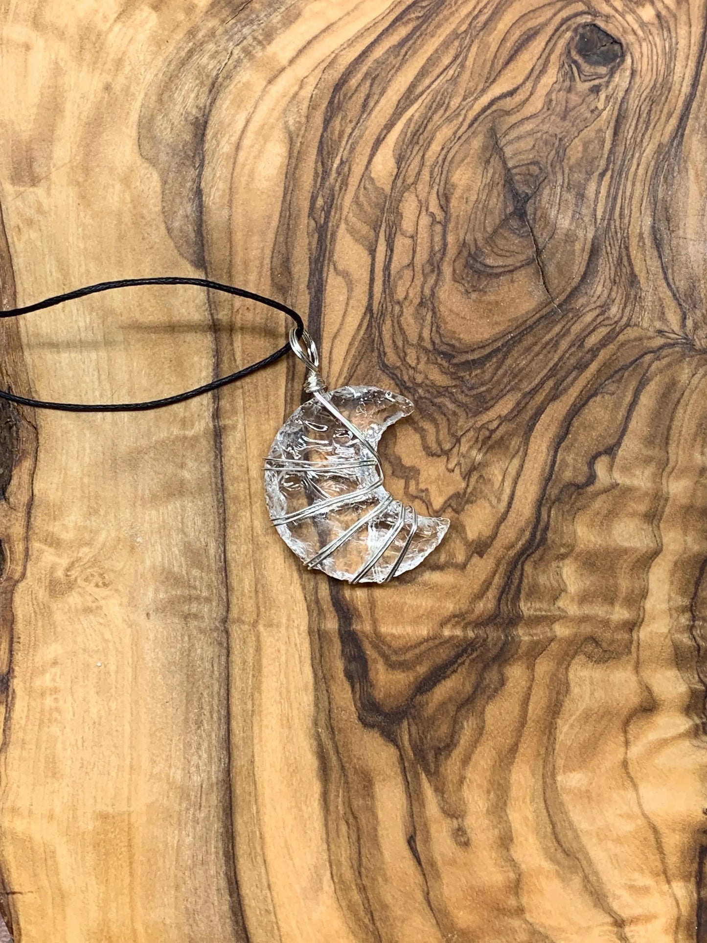 Clear Quartz Moon Wire Wrapped Necklace NCK-0884 Shop Wholesale Crystals