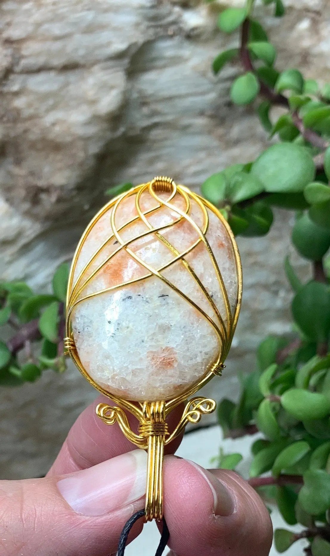 Sunstone Golden Wire Wrapped Necklace NCK-0882 Shop Wholesale Crystals