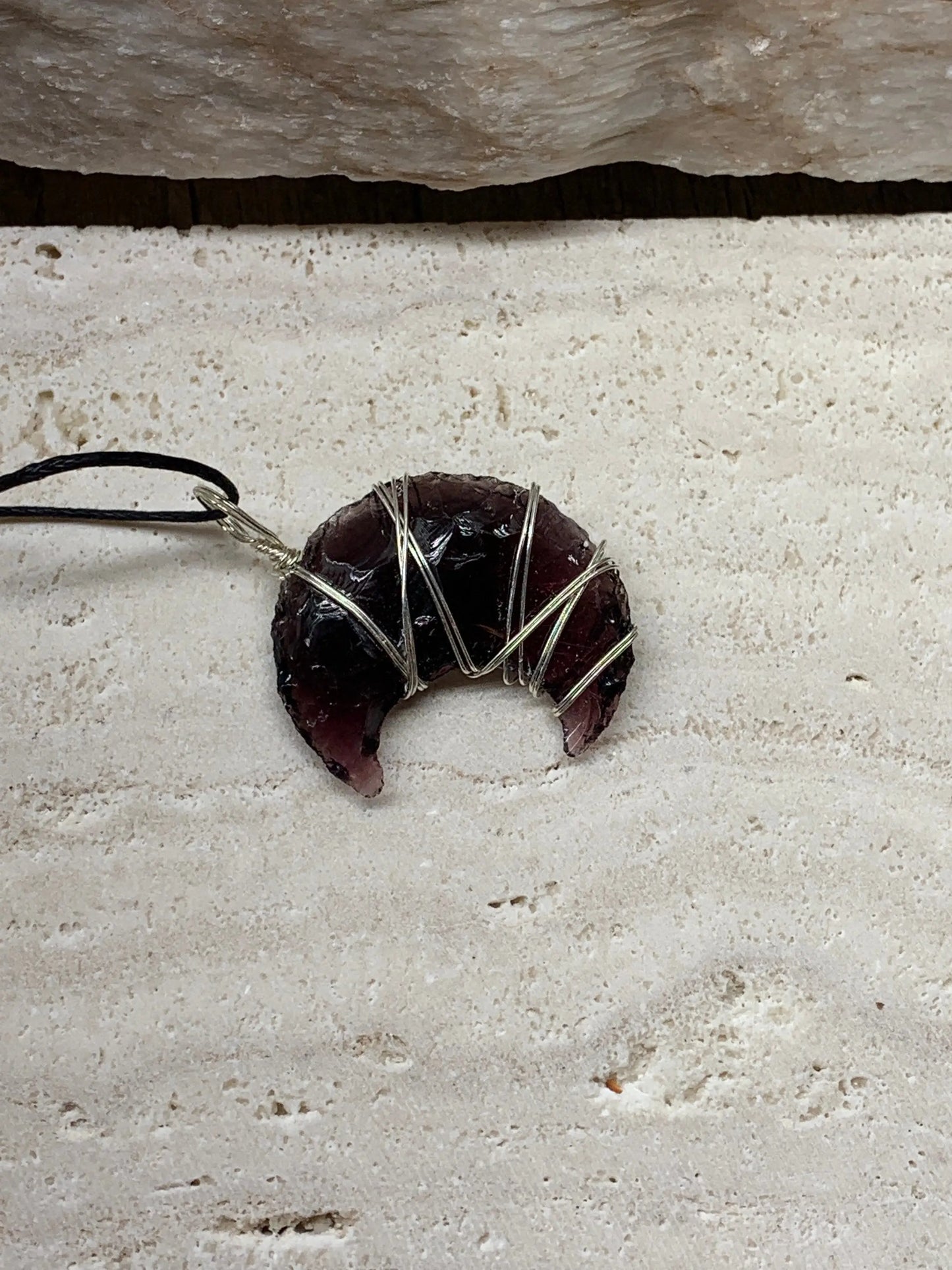 Amethyst Moon Necklace, Wire Wrapped, NCK-0756 Shop Wholesale Crystals