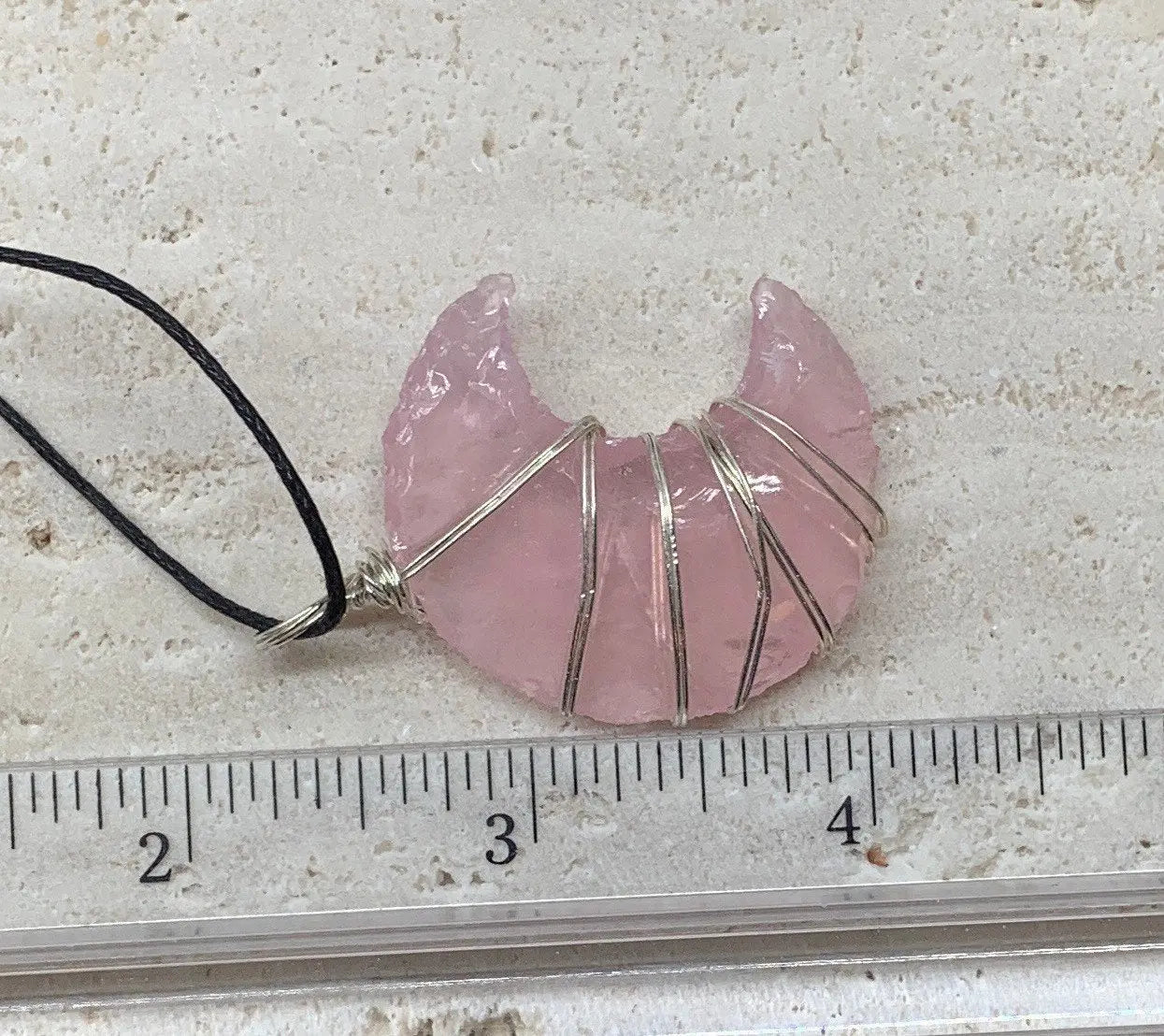 Pink Opalite Moon Wire Wrapped Necklace NCK-0748 Shop Wholesale Crystals