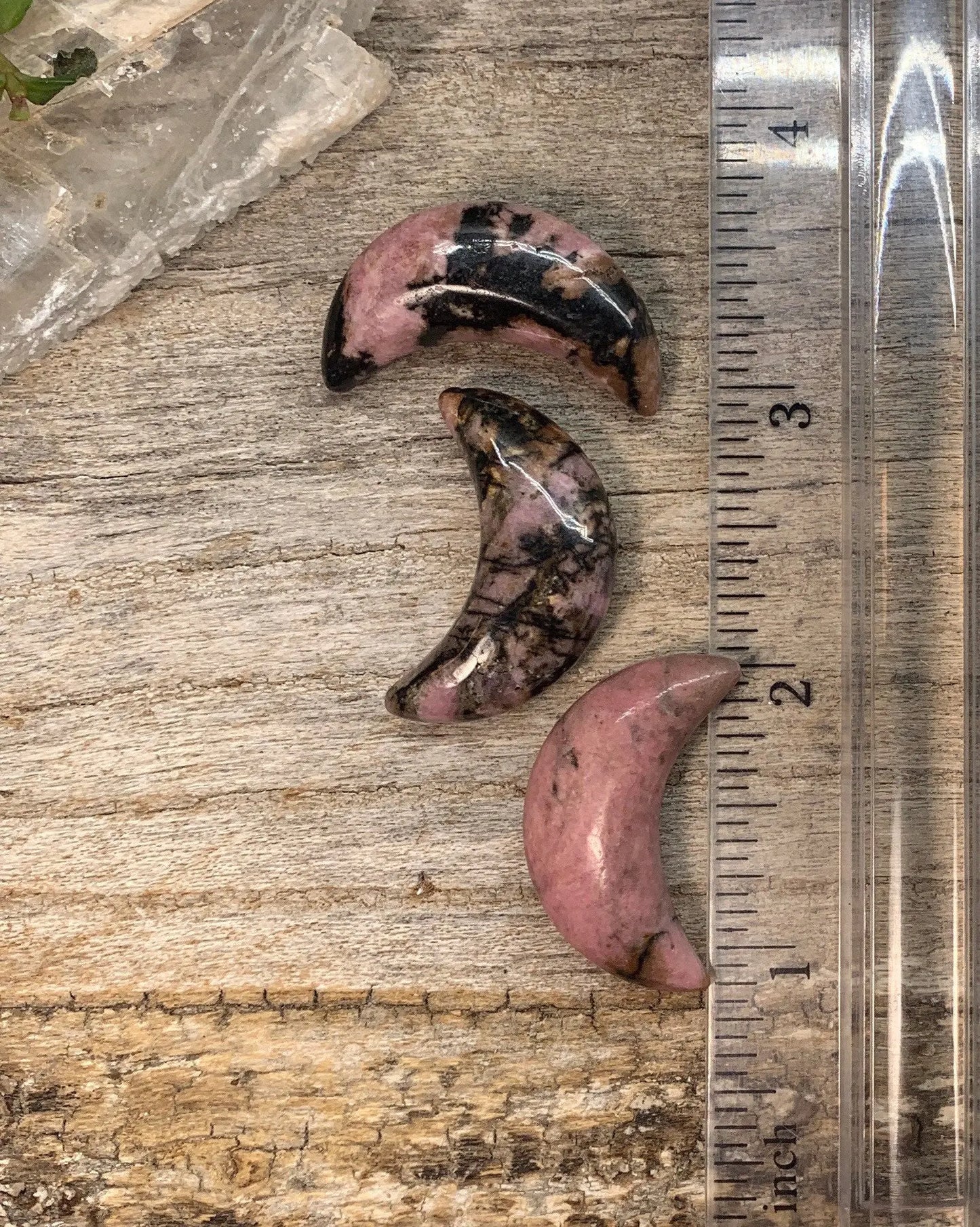 Rhodonite Carved Moon (Approx 1 1/8" Long) 0088 Shop Wholesale Crystals