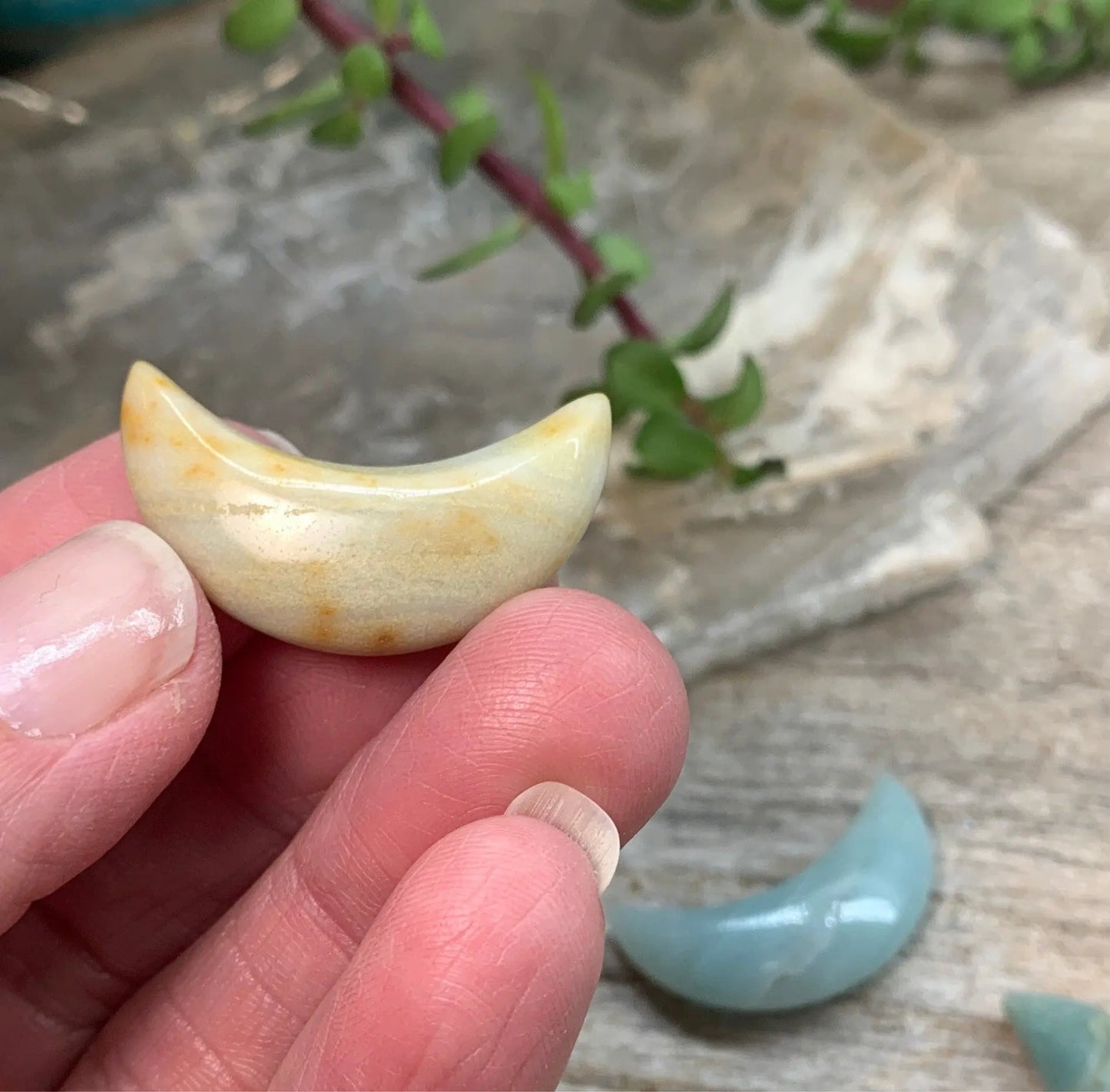 Amazonite Carved Moon (Approx 1 1/8" Long) 0143 Shop Wholesale Crystals