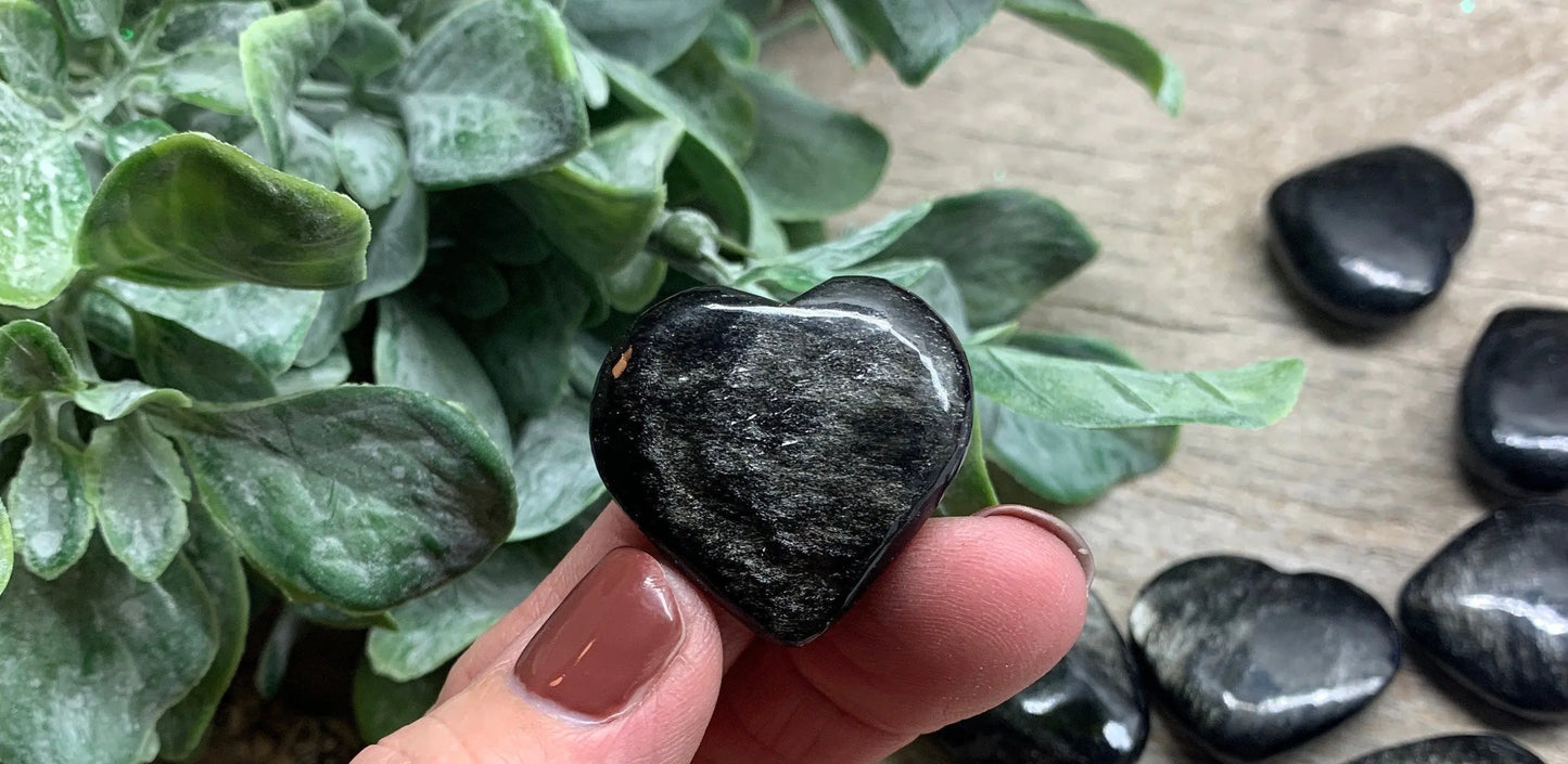 Silver Sheen Obsidian Heart (Approx. 1 1/4") 0515 Shop Wholesale Crystals