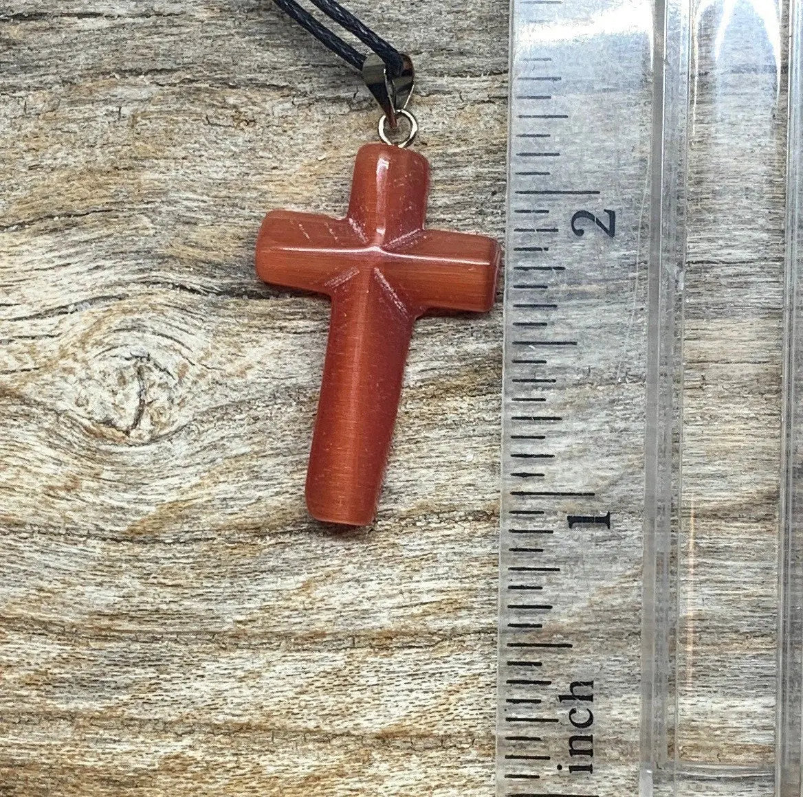 Cross Pendant Necklace Cats Eye Stone Red NCK-1059 Shop Wholesale Crystals
