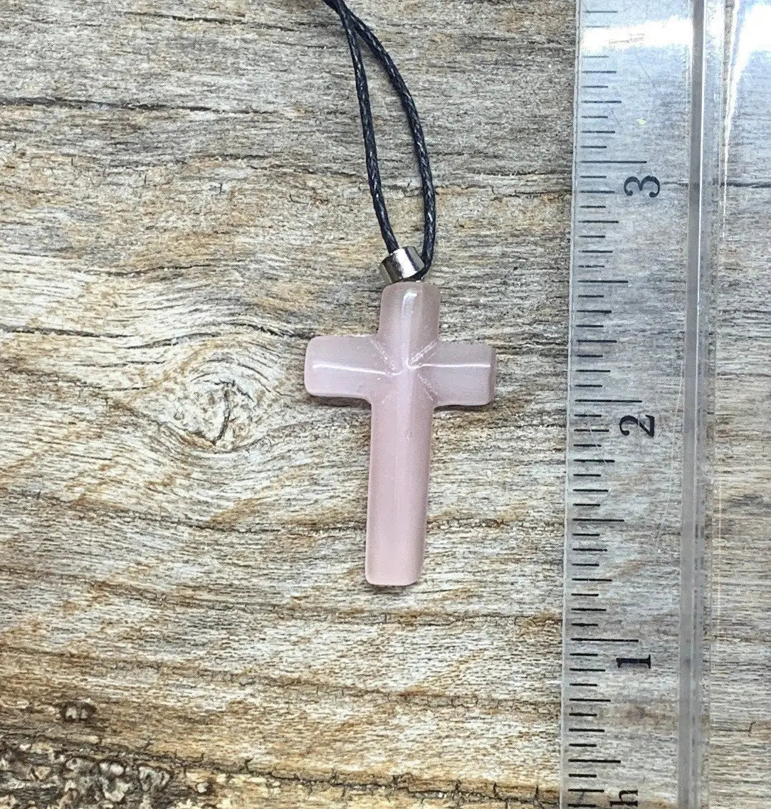 Cross Pendant Necklace Cats Eye Stone Pink NCK-1057 Shop Wholesale Crystals