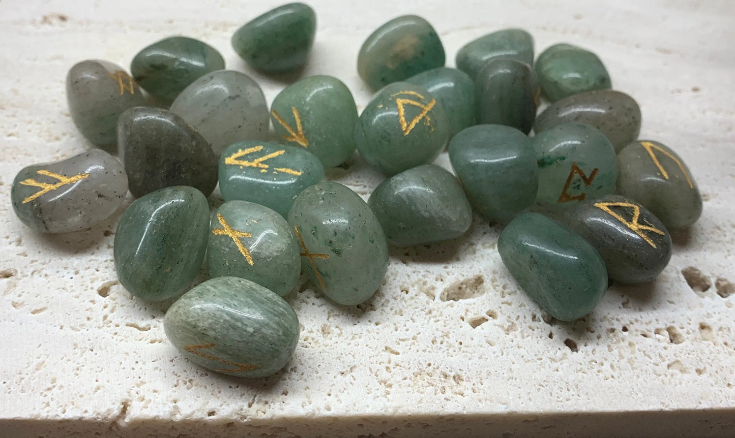 Green Aventurine 25 Piece Rune Set KIT-0026 Shop Wholesale Crystals