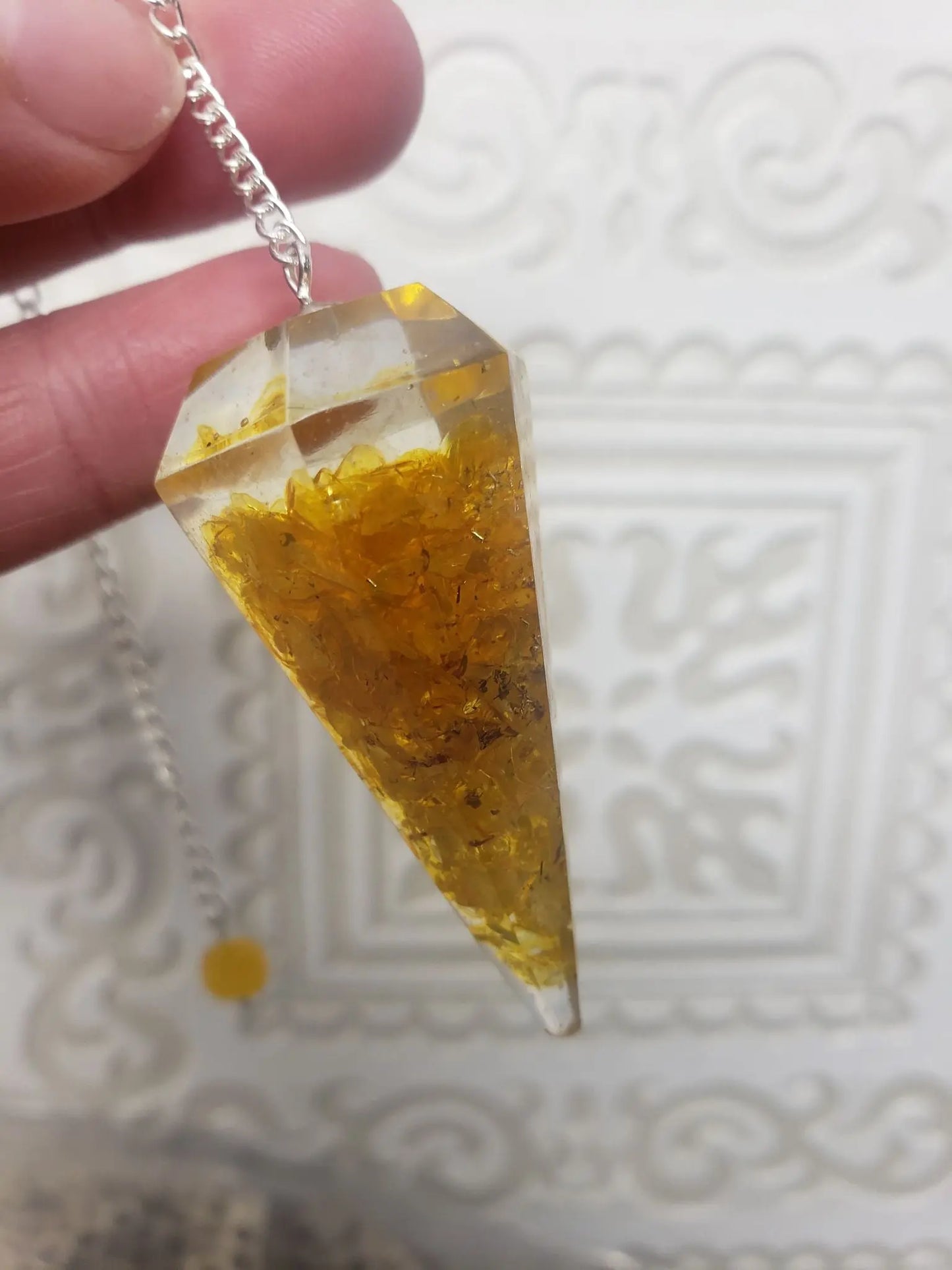 Citrine Orgonite Pendulum 0935 (Crystals Imbedded in Resin) Shop Wholesale Crystals
