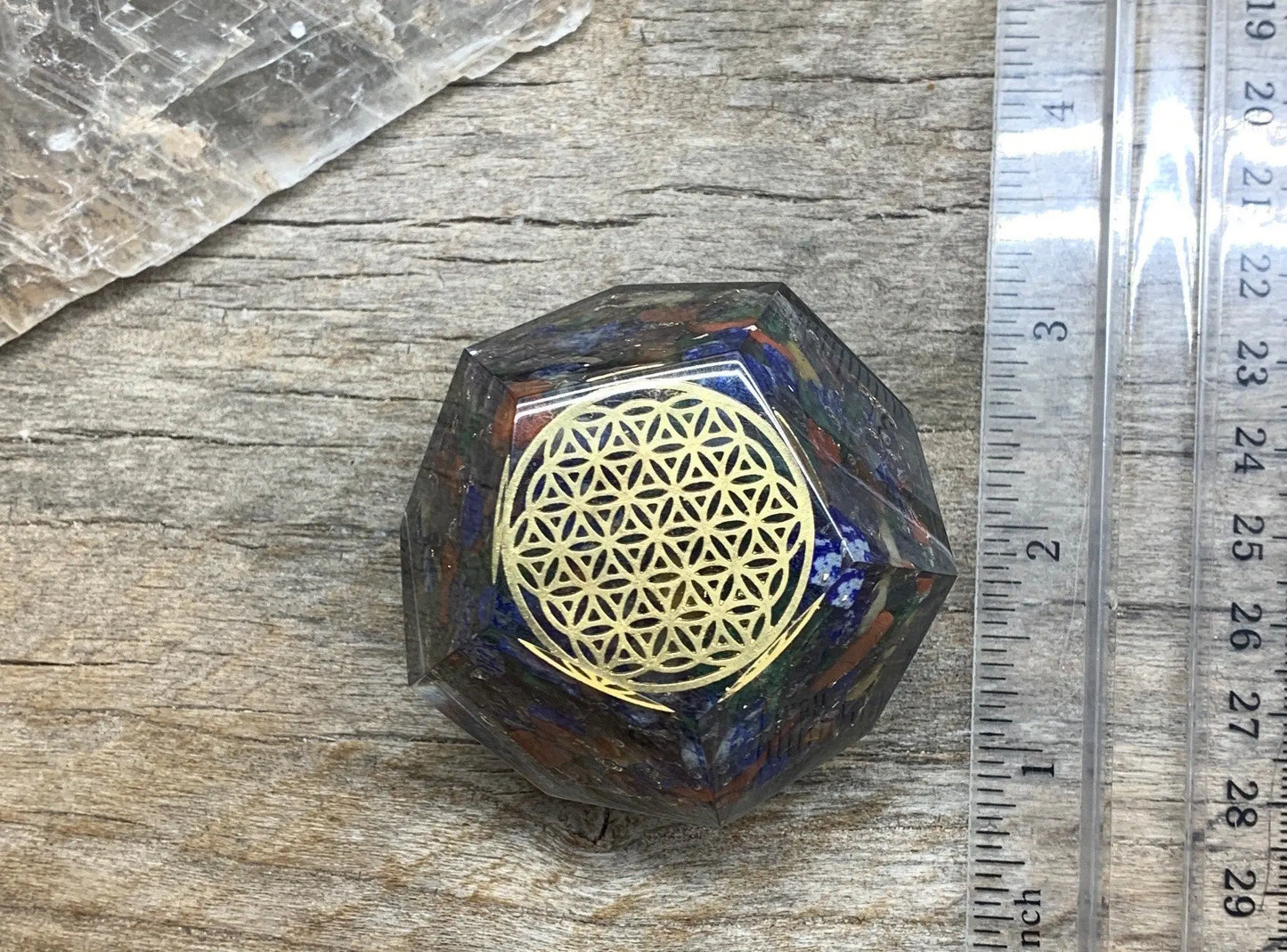 Rainbow Gemstone Flower of Life Orgonite Dodecahedron Sacred Geometry ORG-0023 Shop Wholesale Crystals