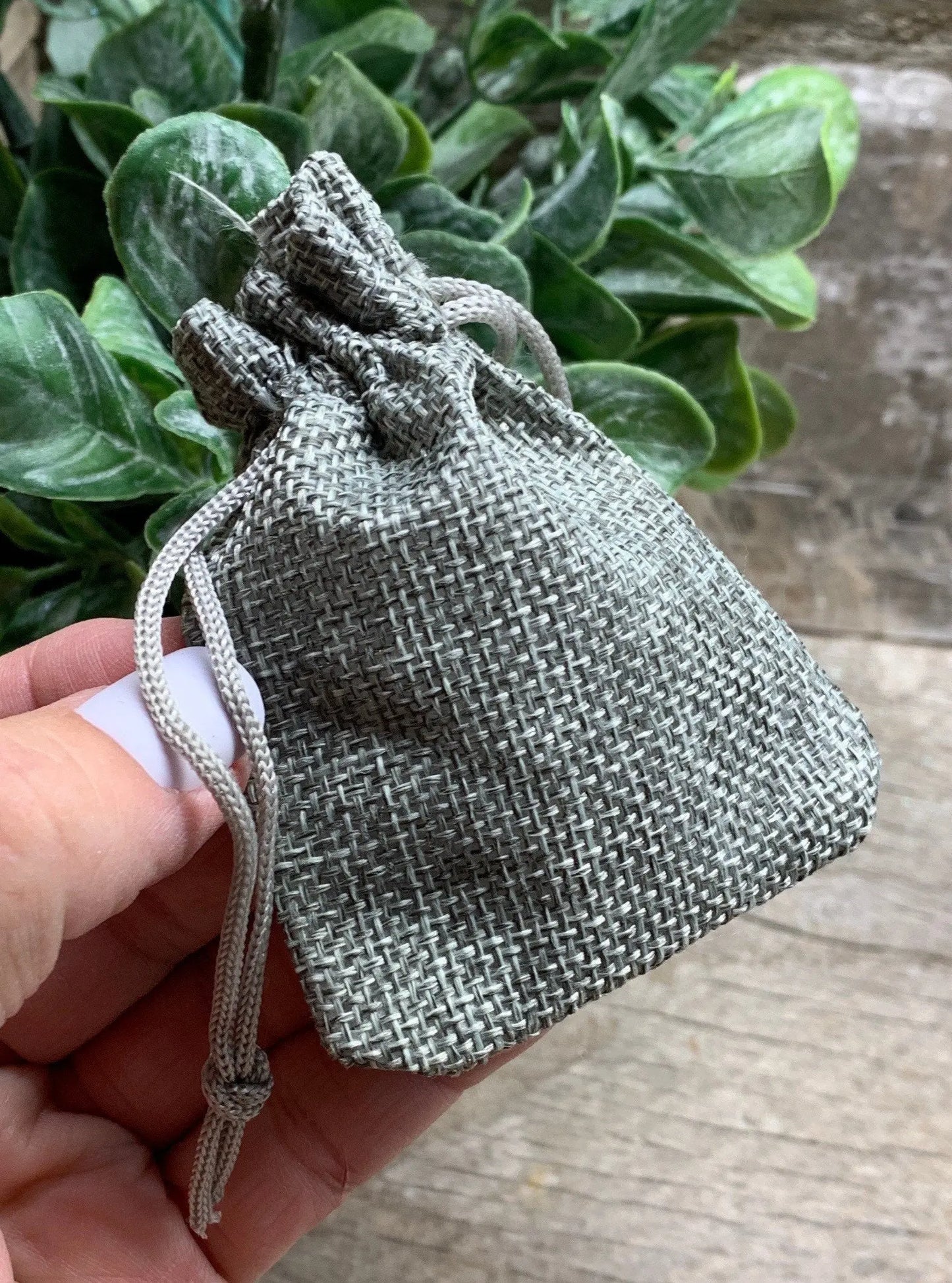 Gray Tweed Drawstring Bag 7cm x 9cm BAG-0030 Shop Wholesale Crystals