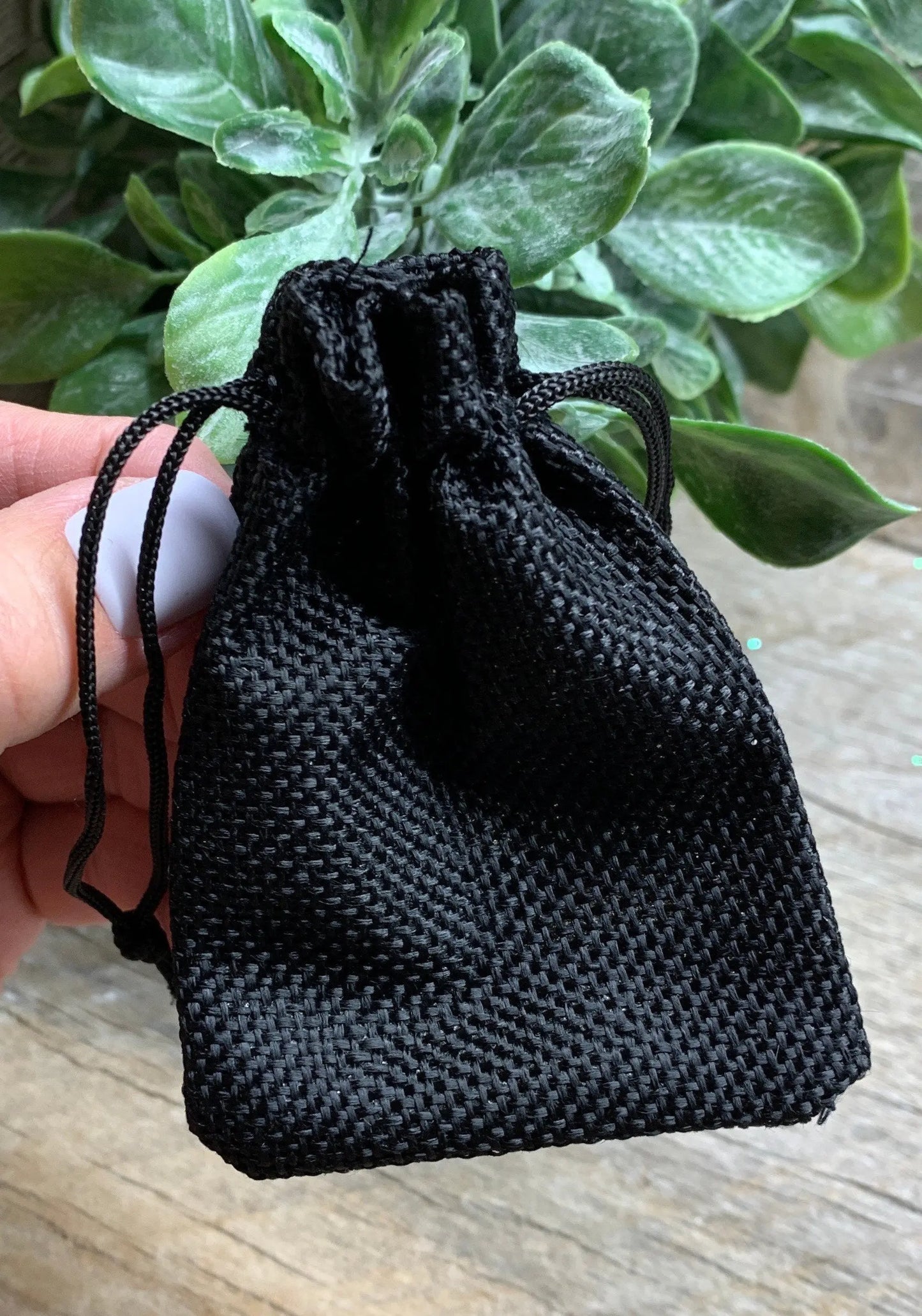 Black Tweed Drawstring Bag 7cm x 9cm BAG-0029 Shop Wholesale Crystals
