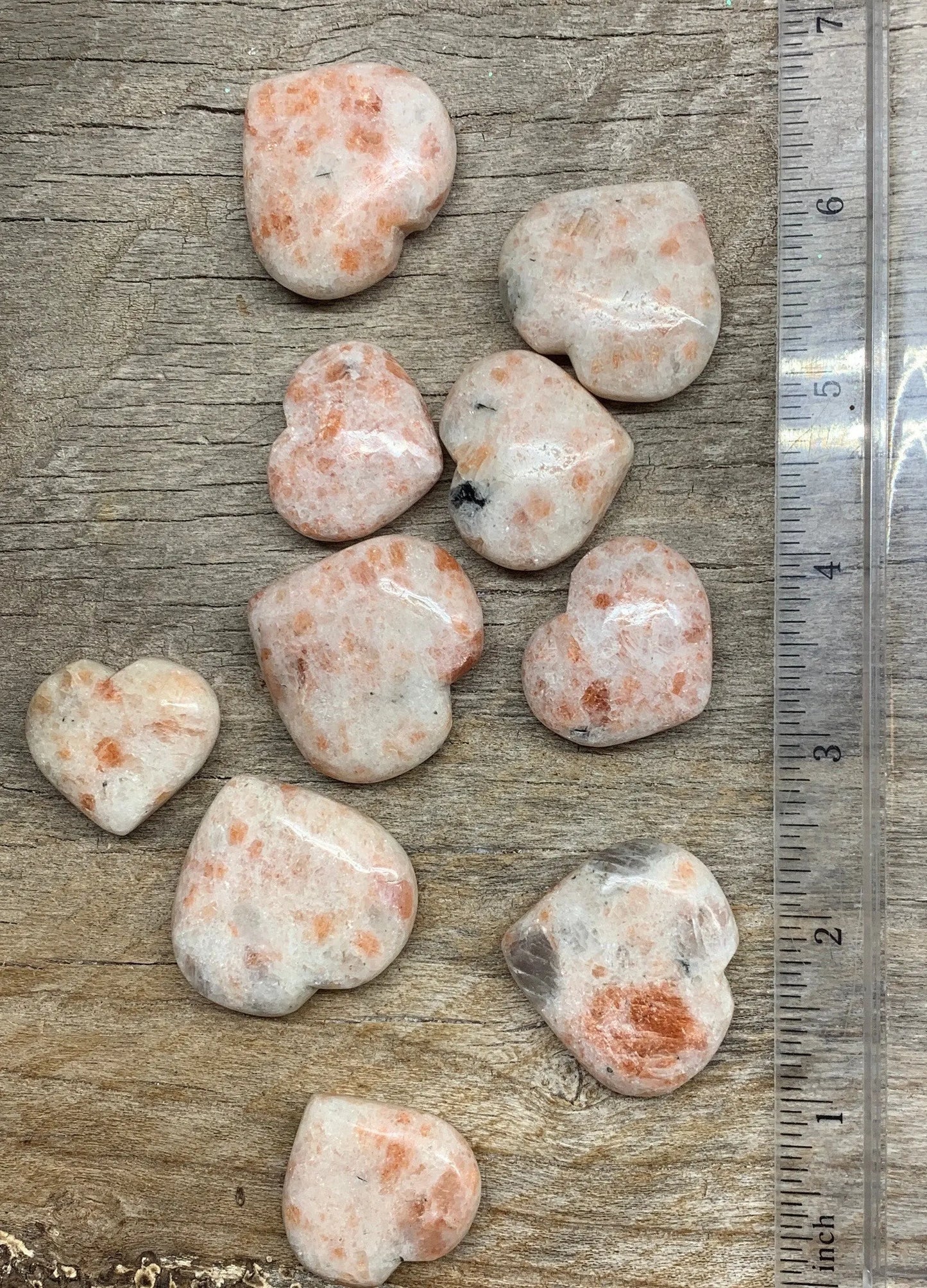 Sunstone Heart Polished (1”- 1 1/2”) 0579 Shop Wholesale Crystals