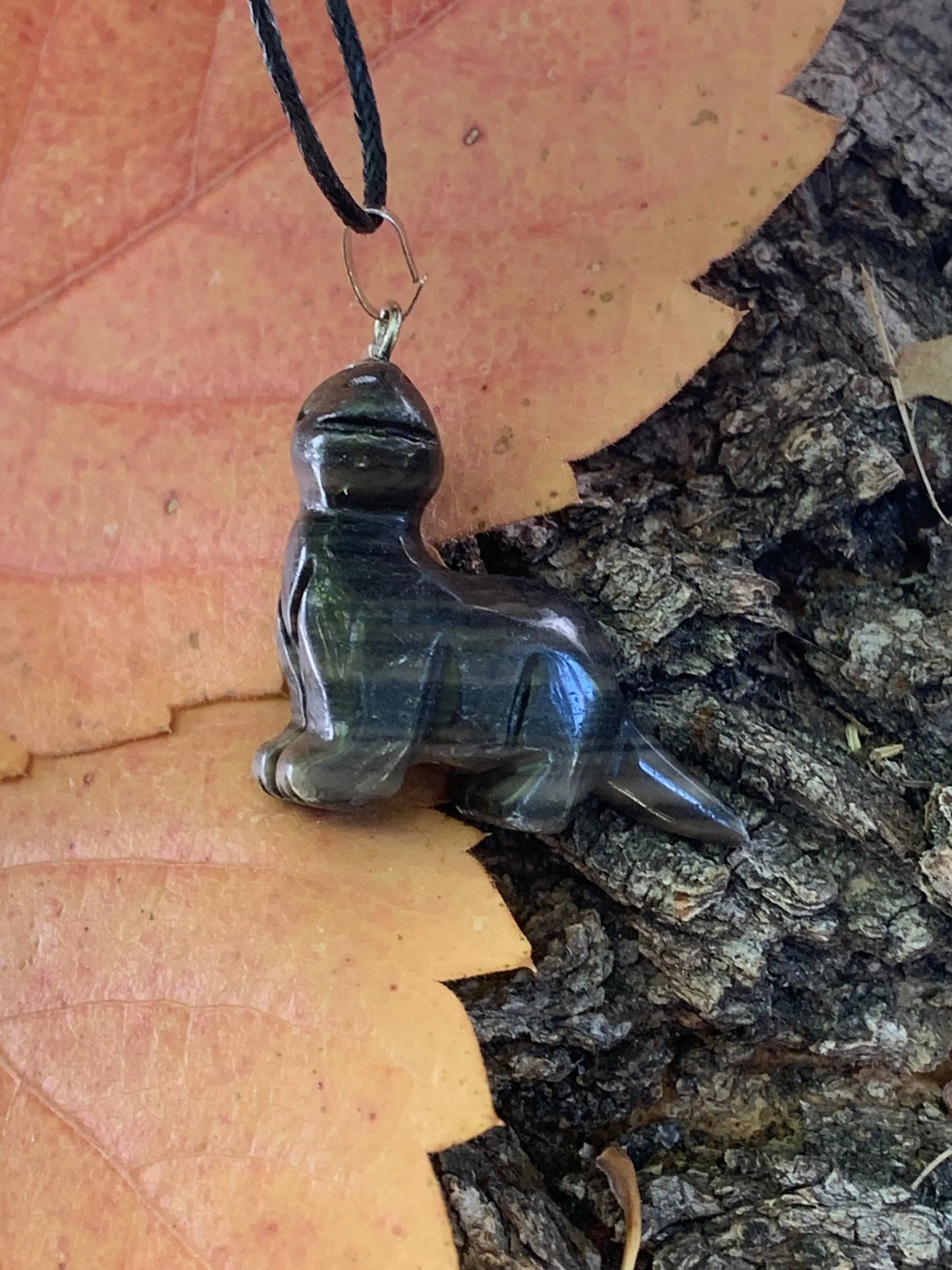 Black Jasper Dinosaur Necklace. NCK-1168 is Shop Wholesale Crystals