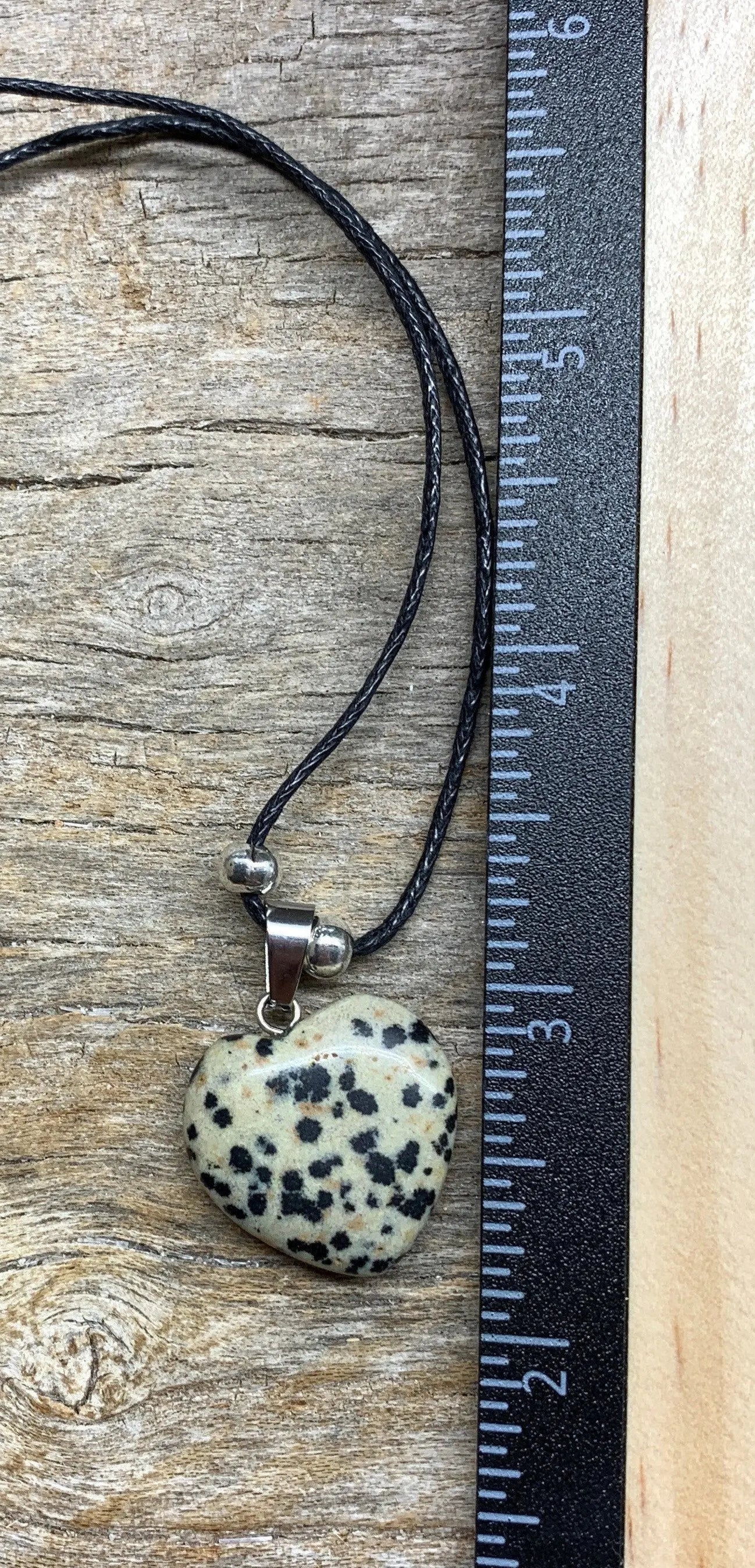 Dalmatian Jasper Heart Necklace NCK-1188 Adjustable necklace. Shop Wholesale Crystals