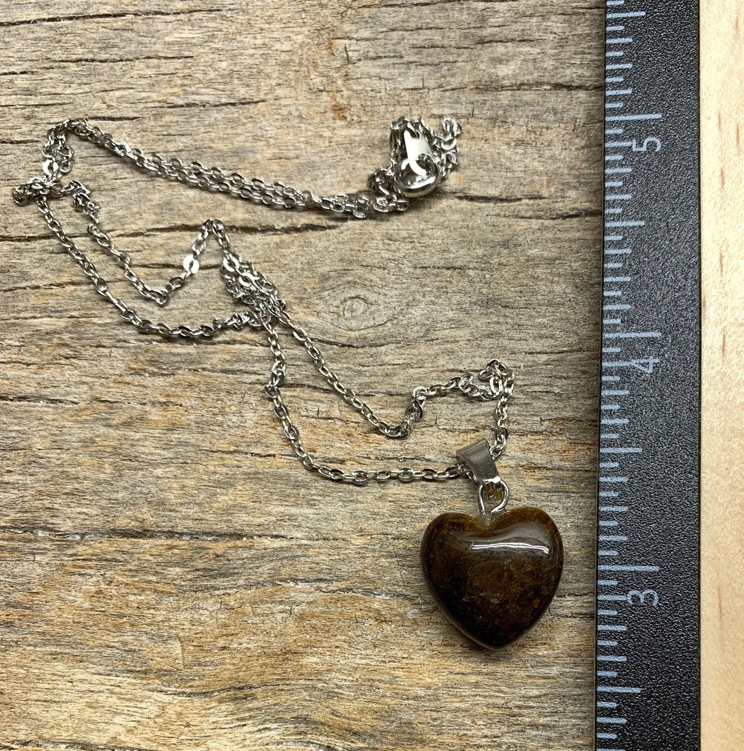 Tigers Eye Heart Necklace NCK-1171 18” chain Shop Wholesale Crystals