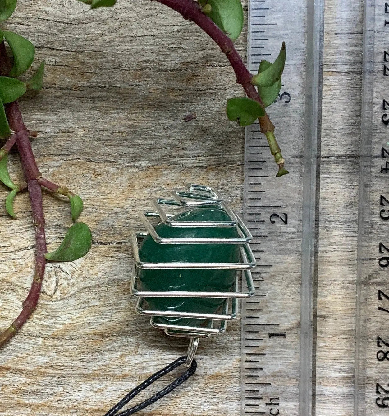 Green Aventurine Square Cage Wire Wrapped Necklace 1057 Shop Wholesale Crystals