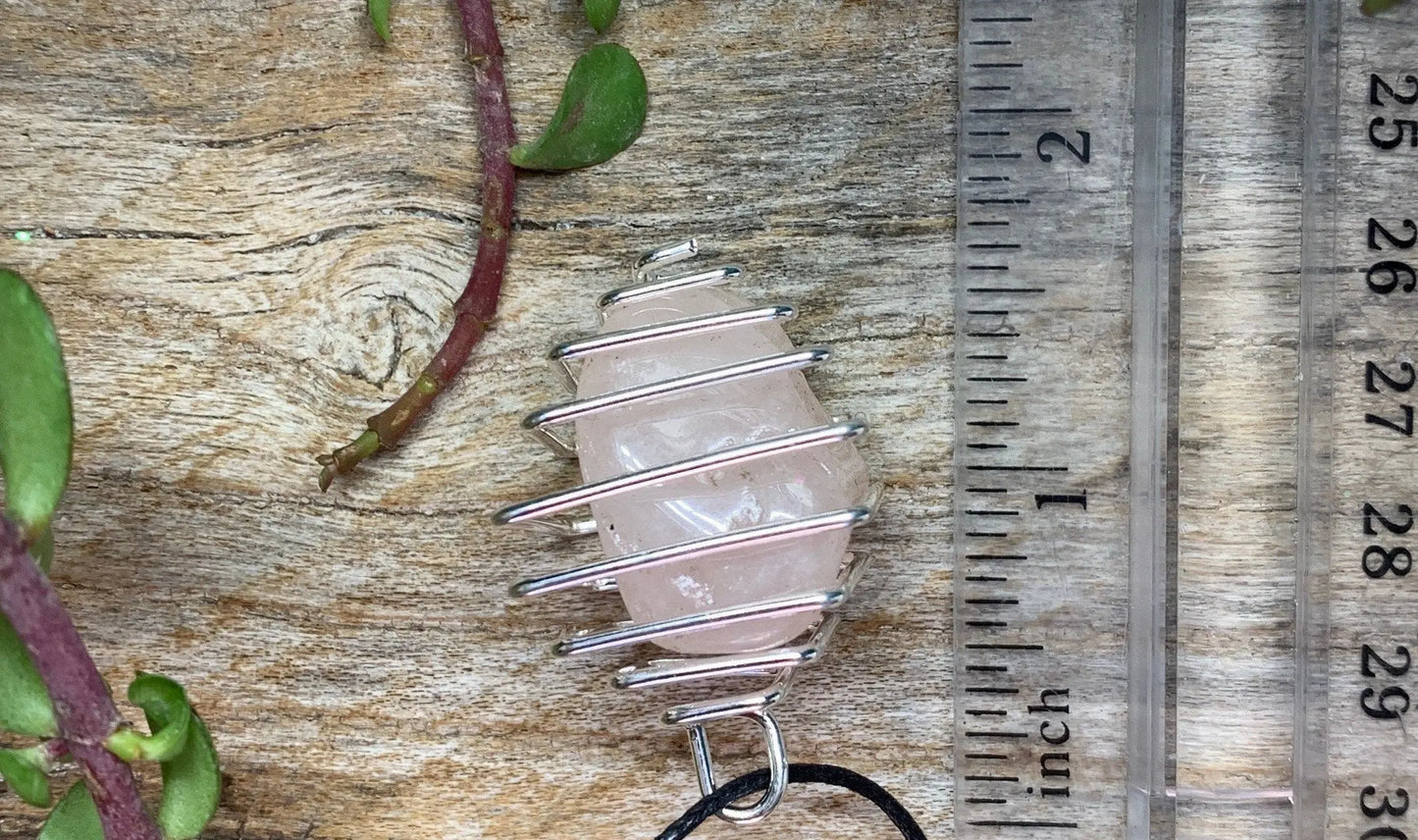 Rose Quartz Square Cage Necklace 1058 Shop Wholesale Crystals