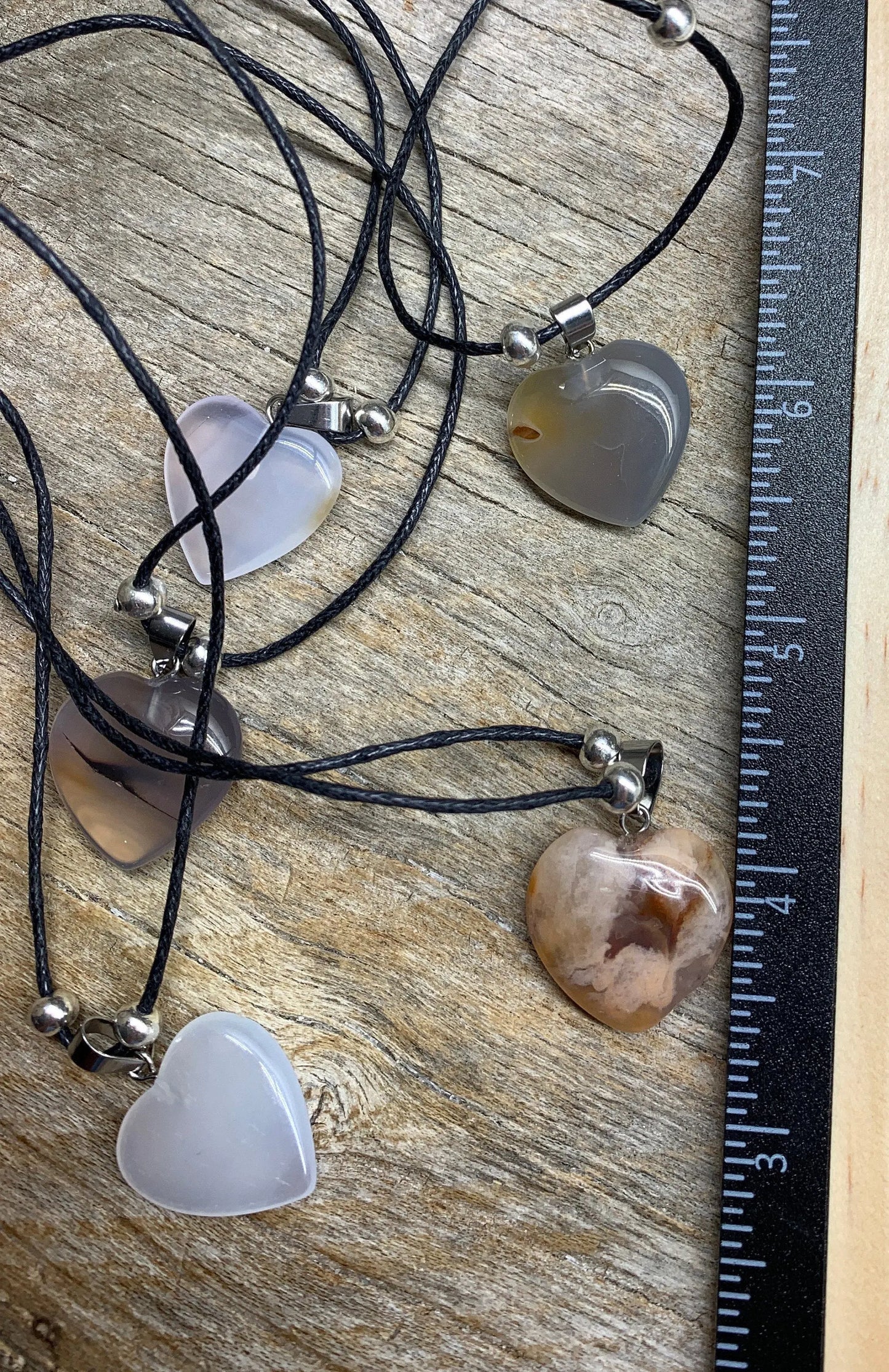 Mystery Assorted Agate Heart Necklace Adjustable Black Cord NCK-1201 Shop Wholesale Crystals