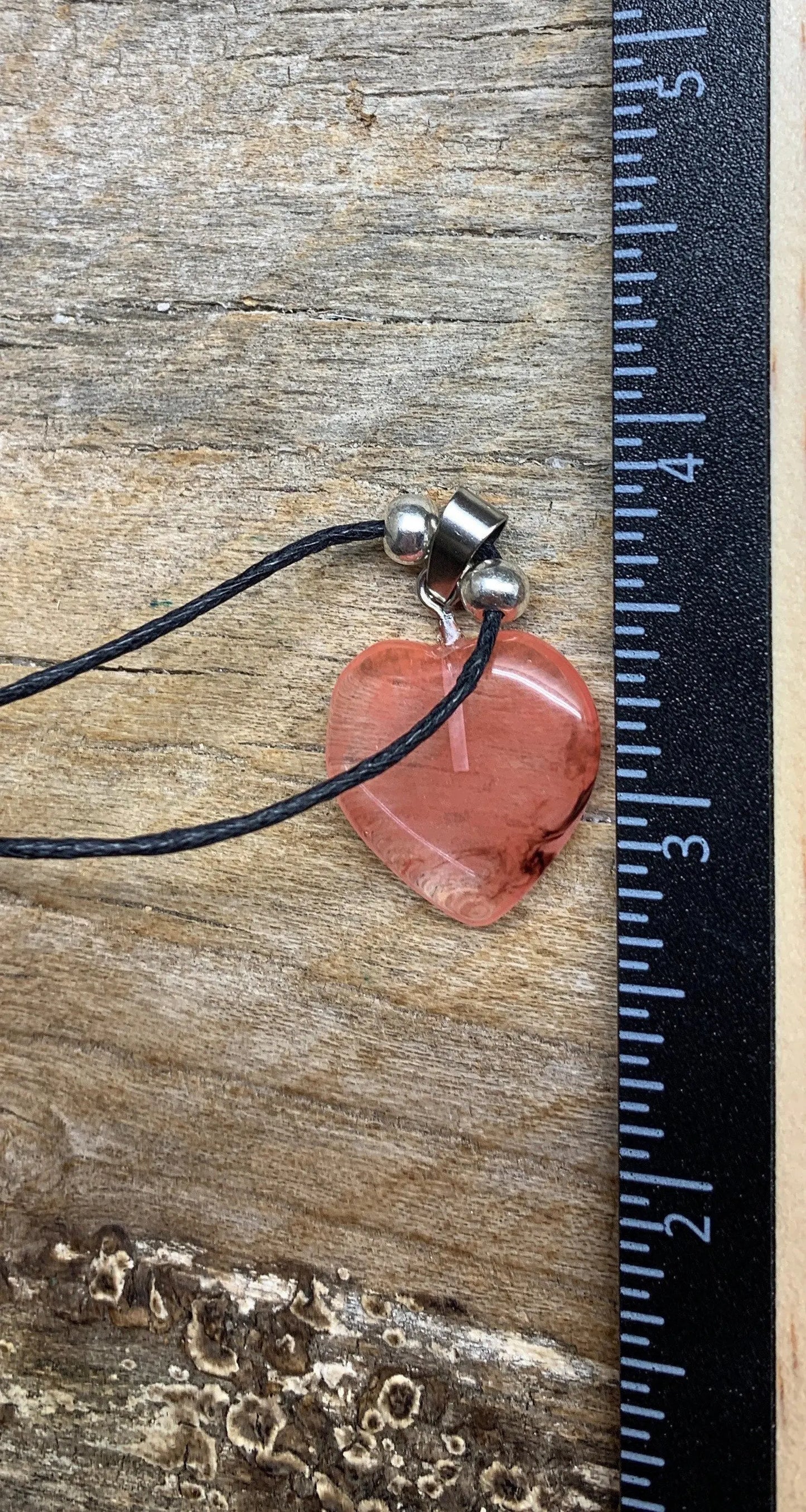 Cherry Quartz Heart Necklace NCK-1191 Adjustable Black Cord Shop Wholesale Crystals