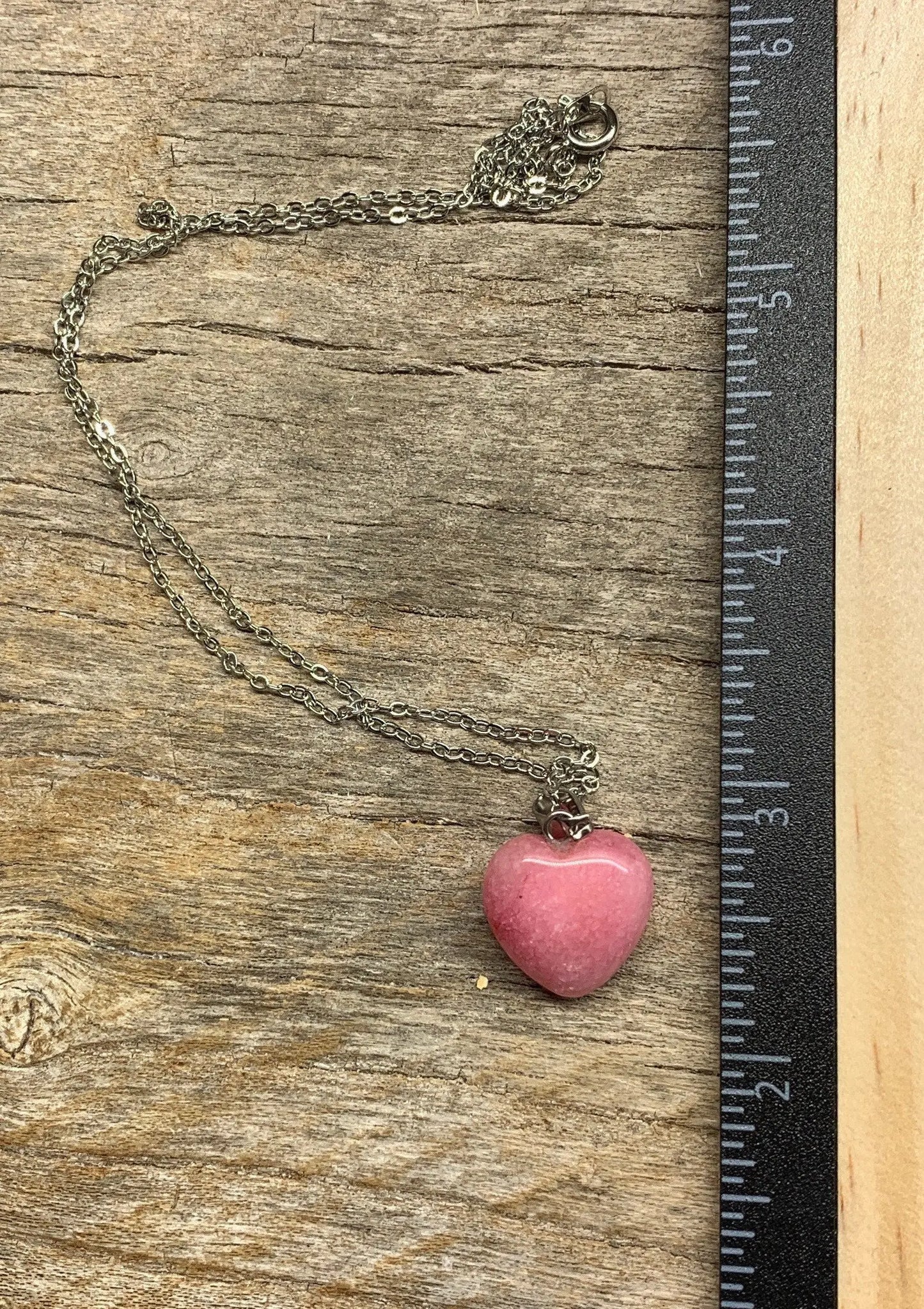 Pink Quartz Heart Necklace NCK-1182 18”chain Shop Wholesale Crystals