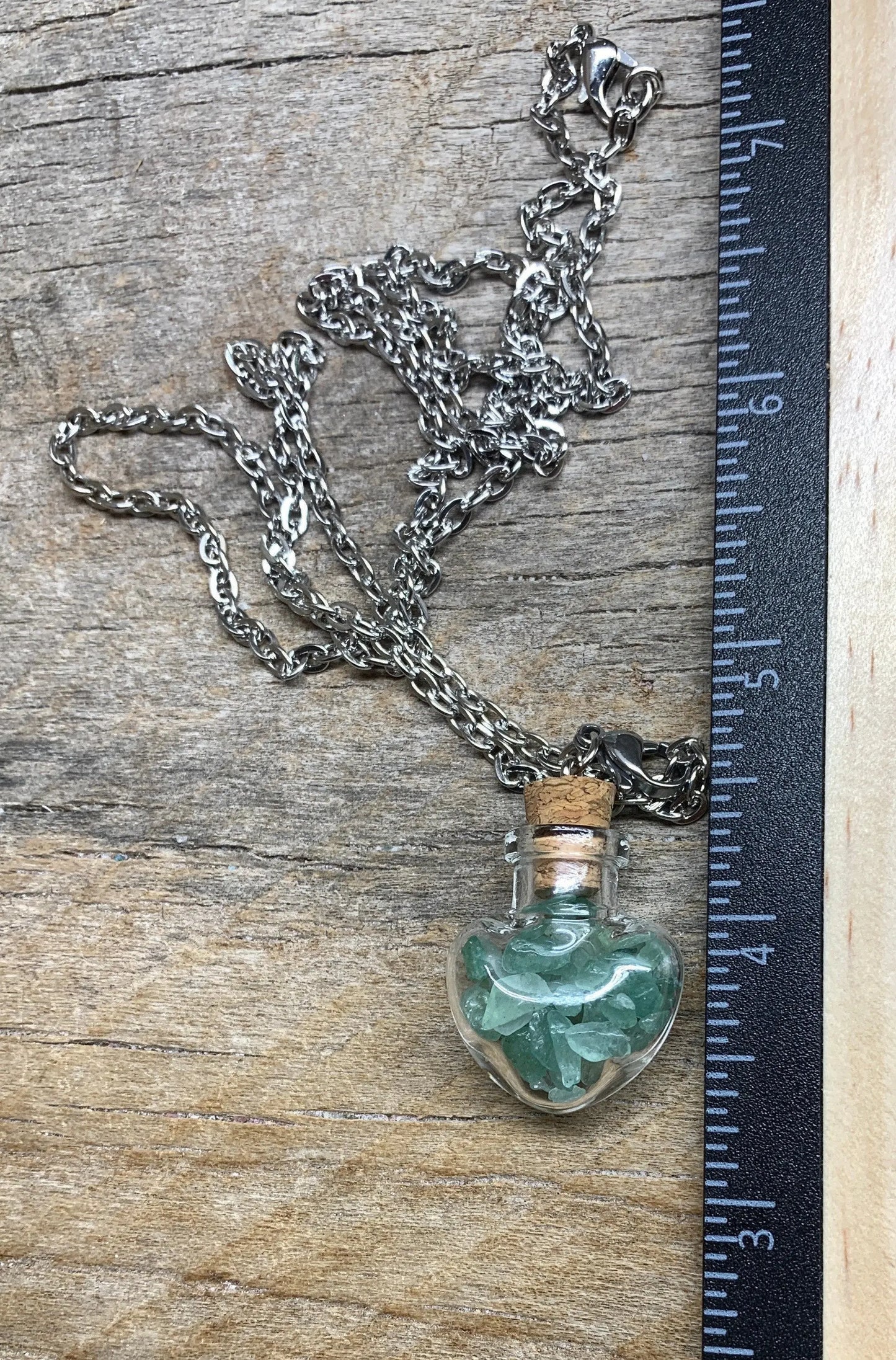 Green Aventurine Necklace in Corked Bottle, 24" Chain 1171 Shop Wholesale Crystals