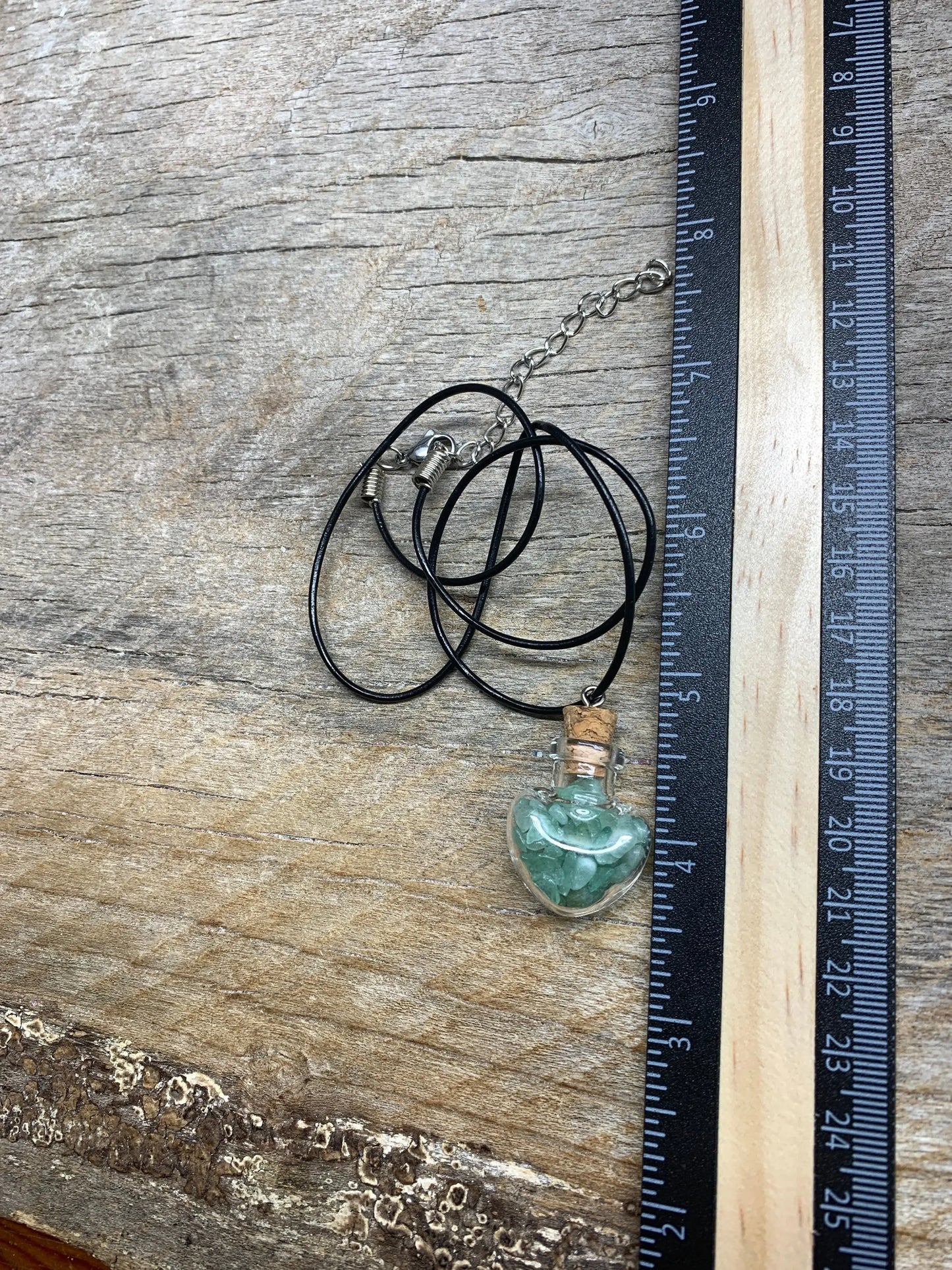 Green Aventurine Necklace in Corked Bottle, 18" Cord with Clasp NCK-1208 Shop Wholesale Crystals