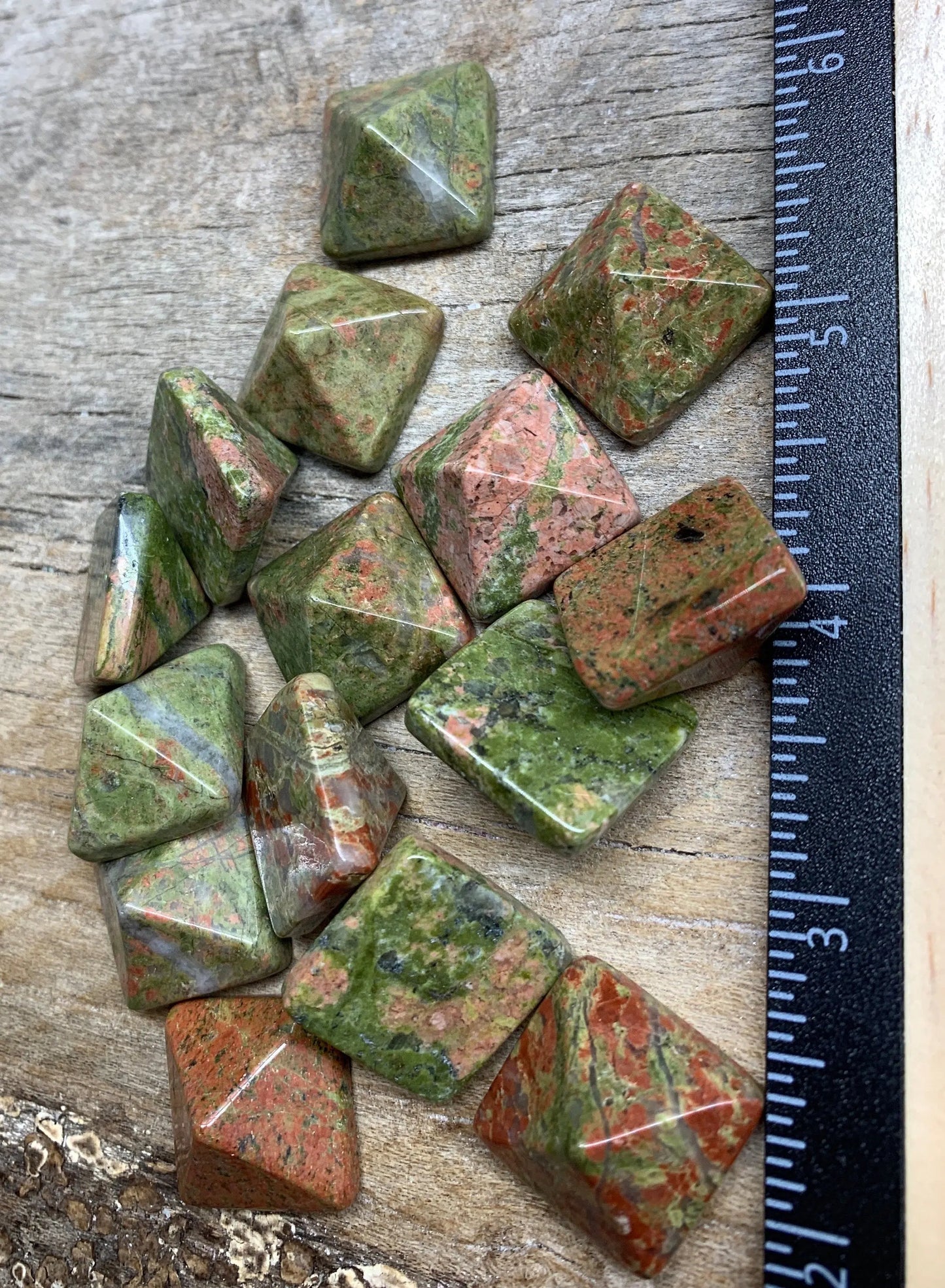 Unakite Jasper Pyramid (Approx. 3/4” x 3/4" x 5/8") 0410 Shop Wholesale Crystals