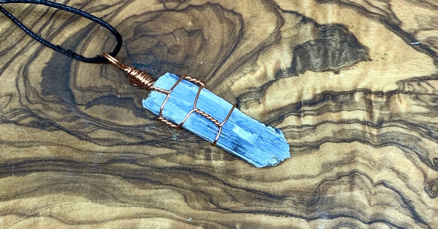 Blue Kyanite Necklace, Wire Wrapped, Hand Made, Beautiful, Abundance NCK-0390 Shop Wholesale Crystals