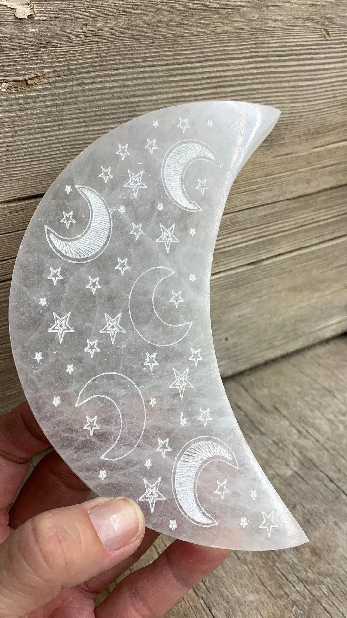 Selenite Moon Etched 6” S-0066 Shop Wholesale Crystals